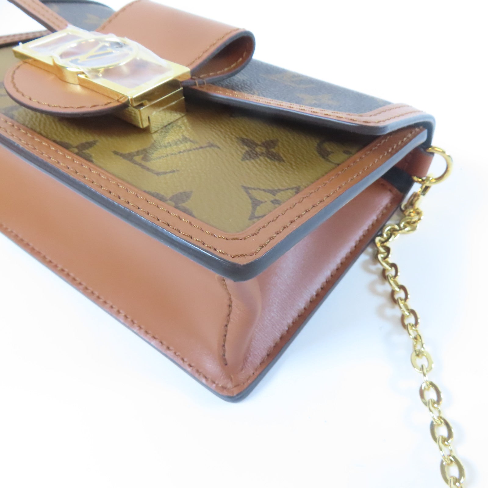 LOUIS VUITTON 【激減優惠】Monogram Dauphine Chain Wallet金扣鏈帶肩背袋啡色
