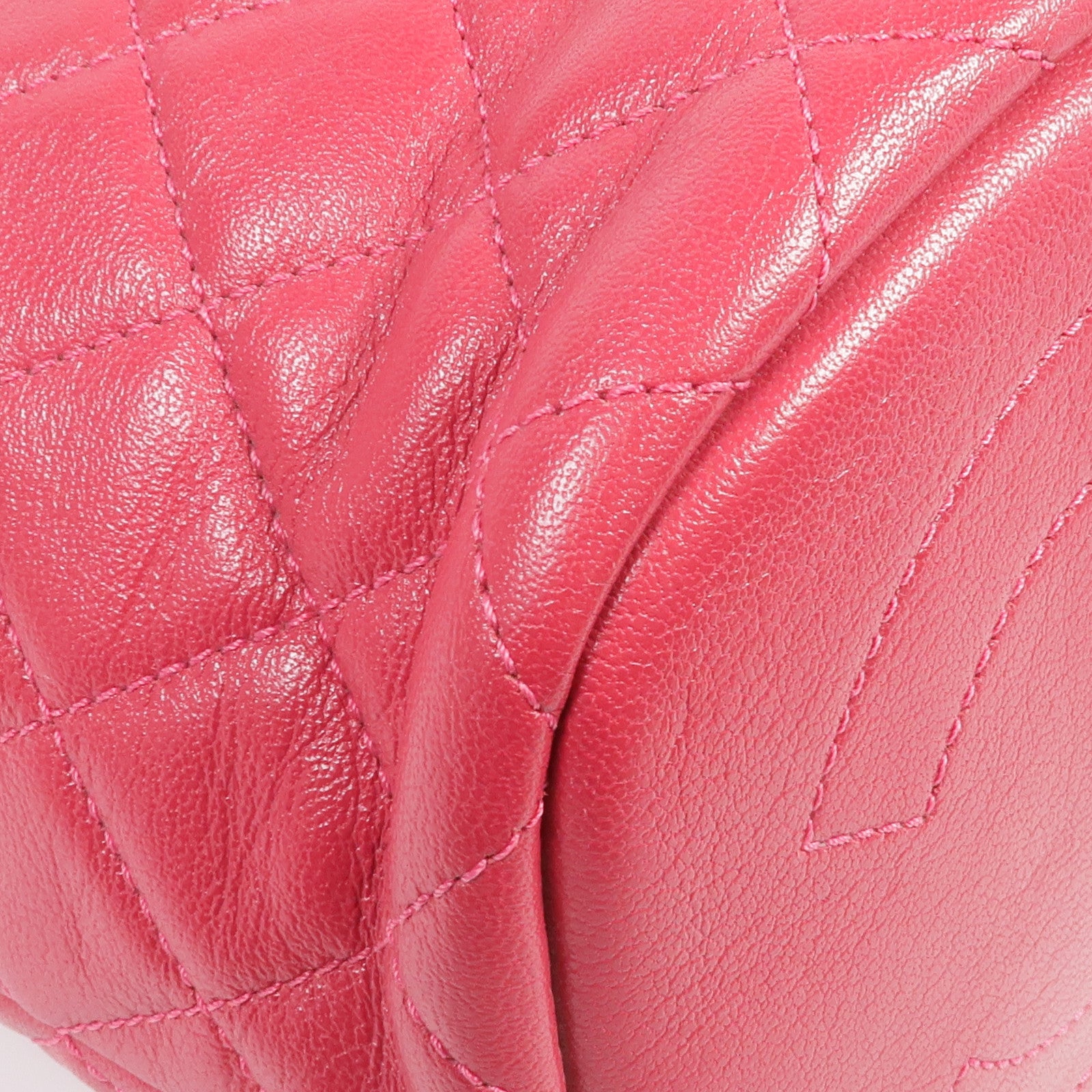 CHANEL 牛皮皮革Bucket Bag銀扣手挽肩背兩用袋