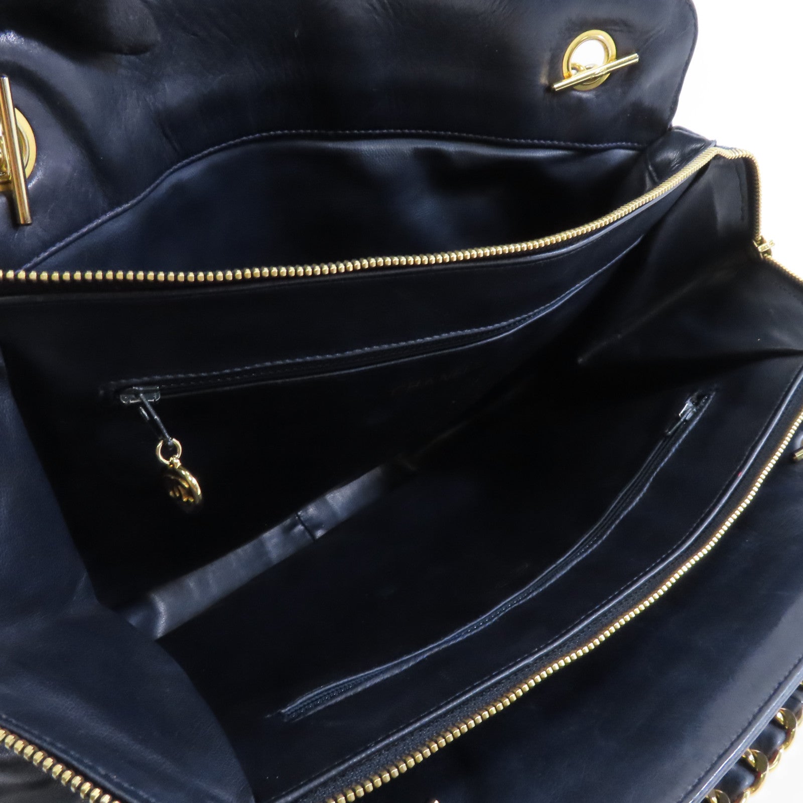 CHANEL 菱格牛皮皮革Chain Shoulder Bag金扣鏈帶肩背袋紅色/藍色