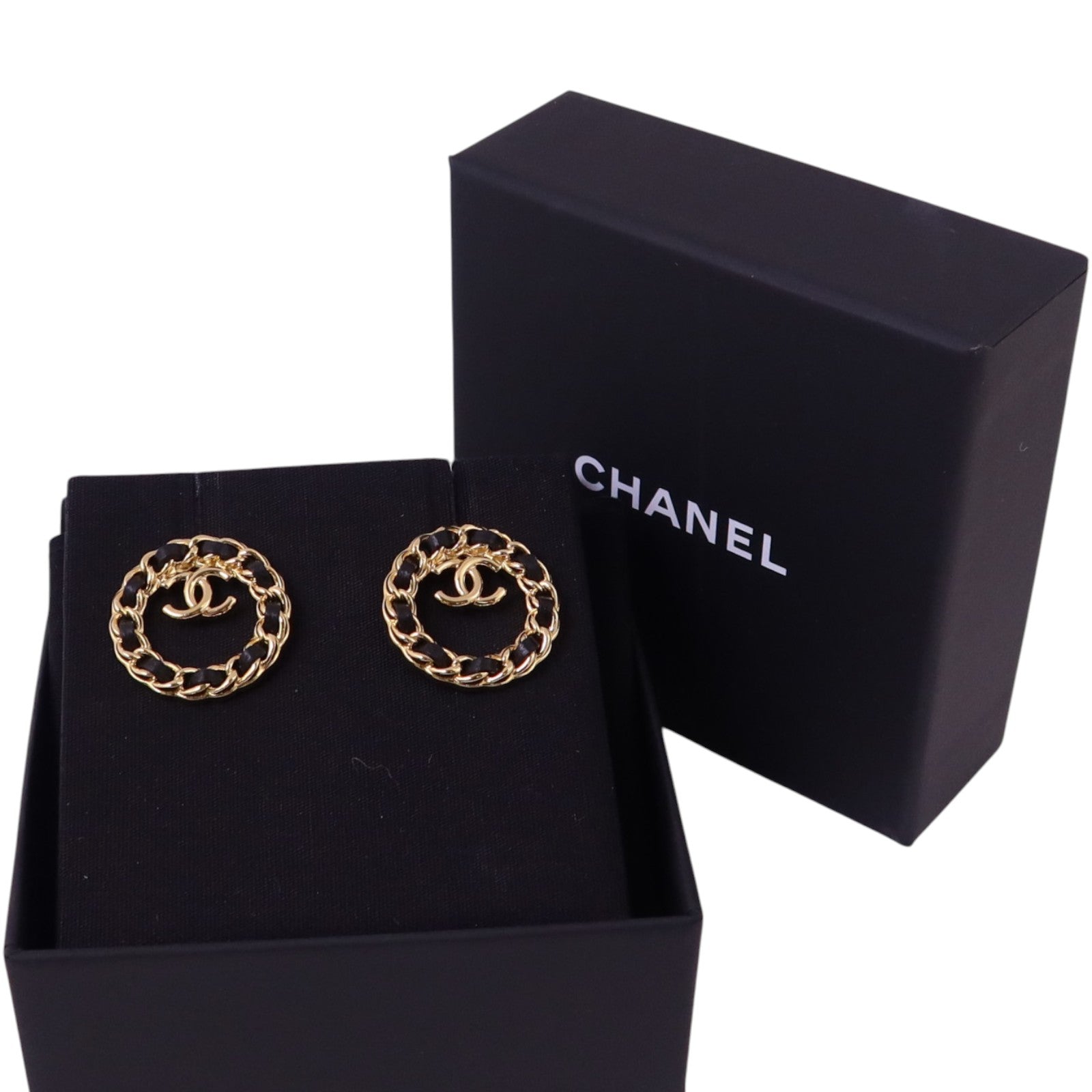 CHANEL 金屬/皮革Earrings金扣耳環