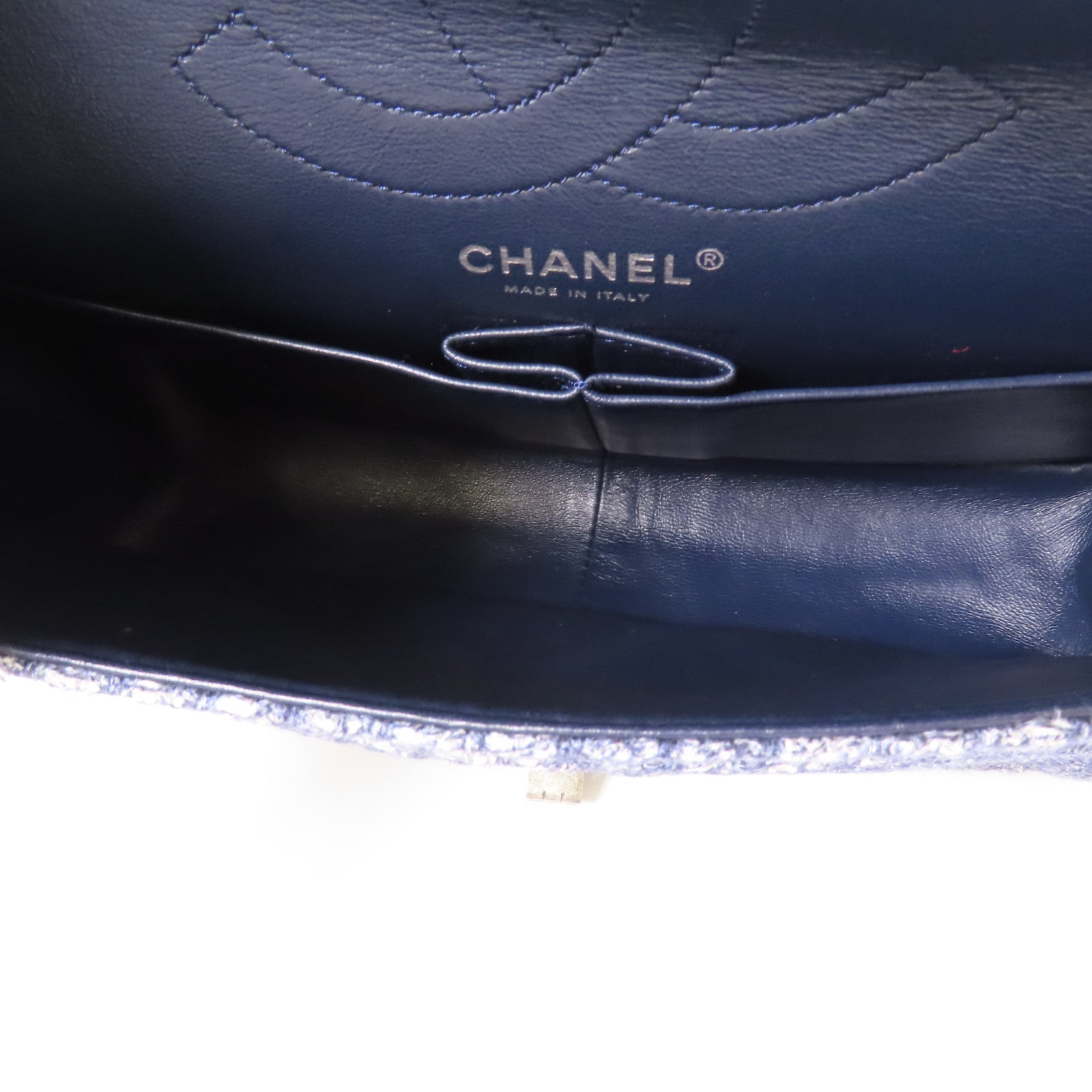 CHANEL 粗花呢2.55銀扣鏈帶肩背袋