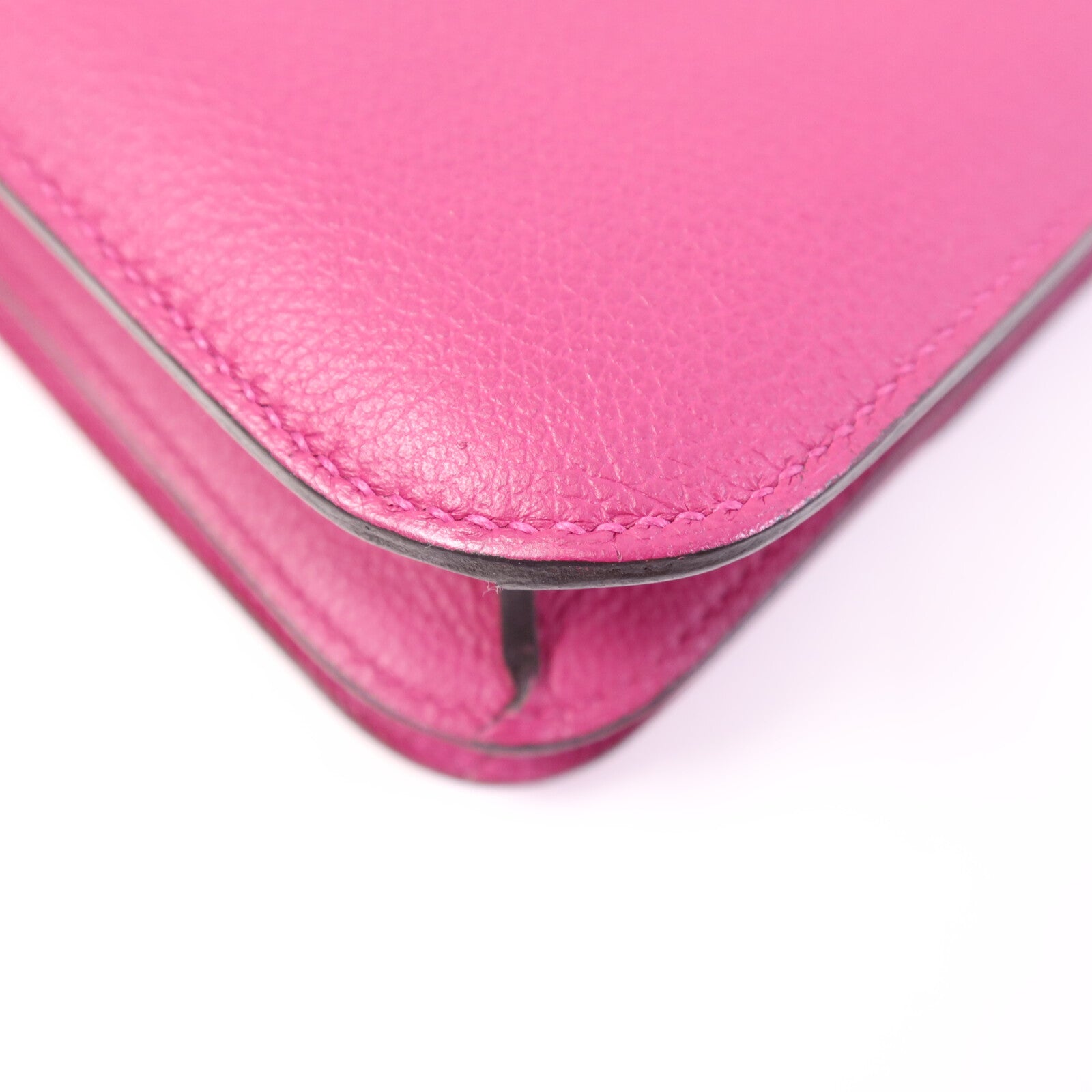 HERMES Evercolor皮革Constance 24銀扣肩背袋Rose Purple