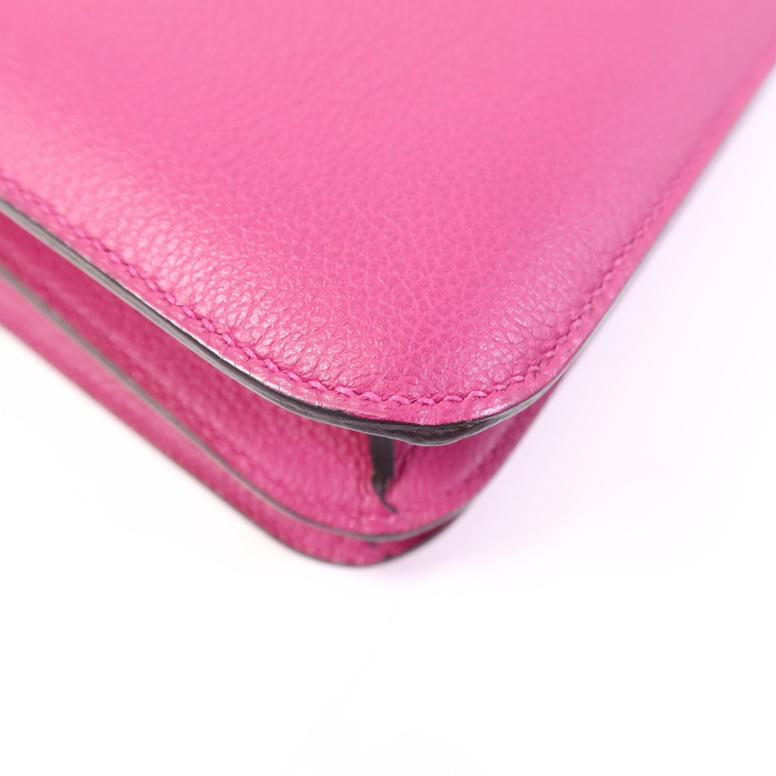 HERMES Evercolor皮革Constance 24銀扣肩背袋Rose Purple