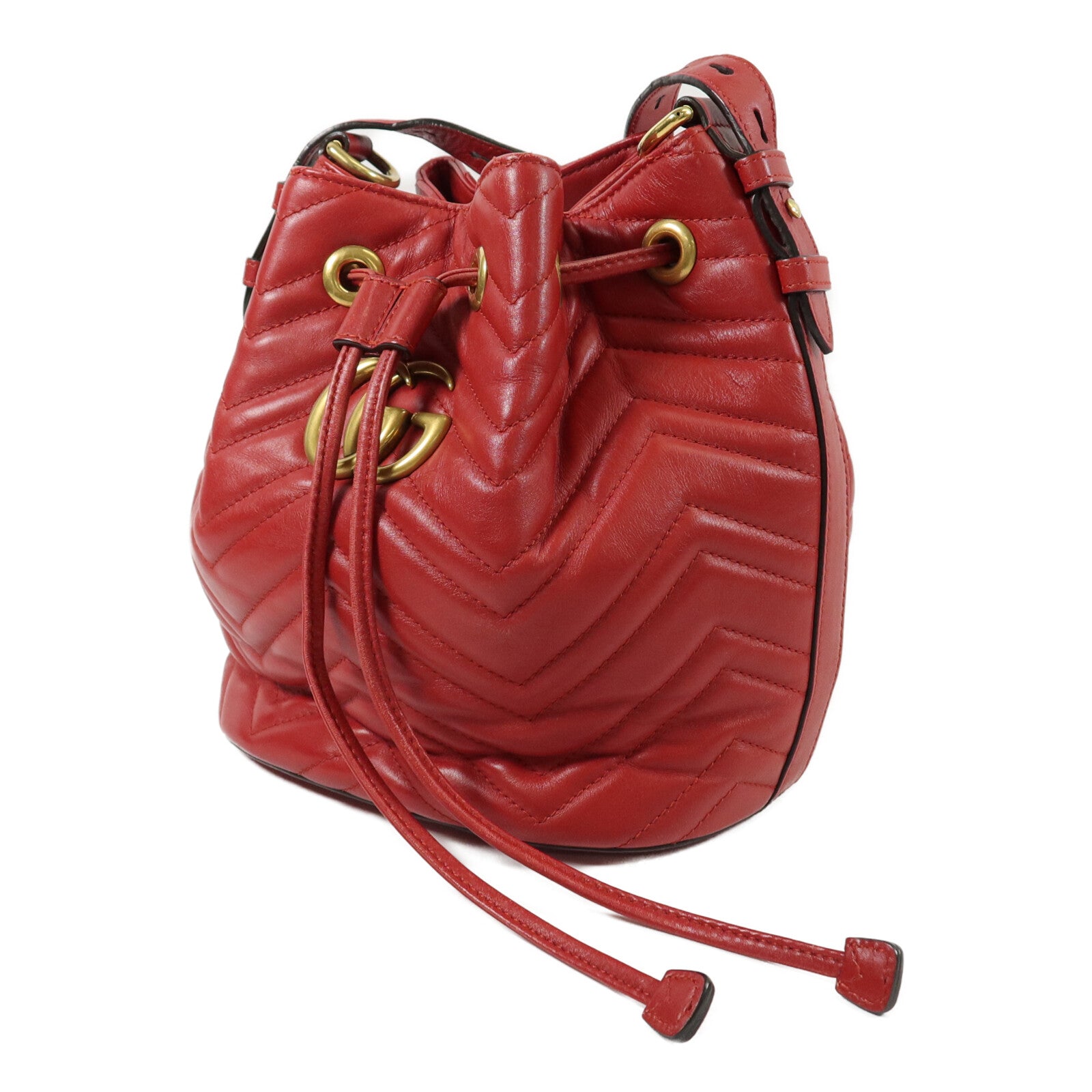 GUCCI 牛皮皮革GG Marmont Bucket手挽肩背兩用袋