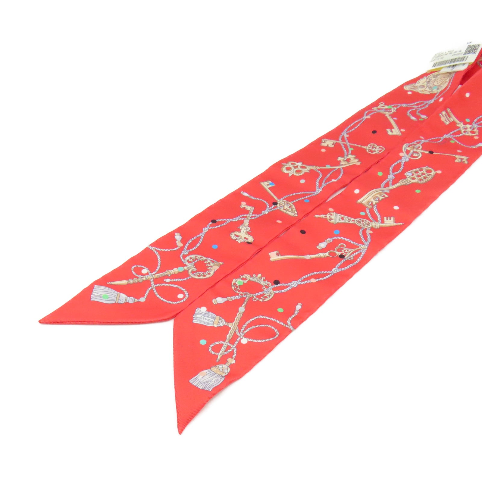 HERMES 【激減優惠】絲質Twilly Scarf絲巾玫瑰橙色/彩色