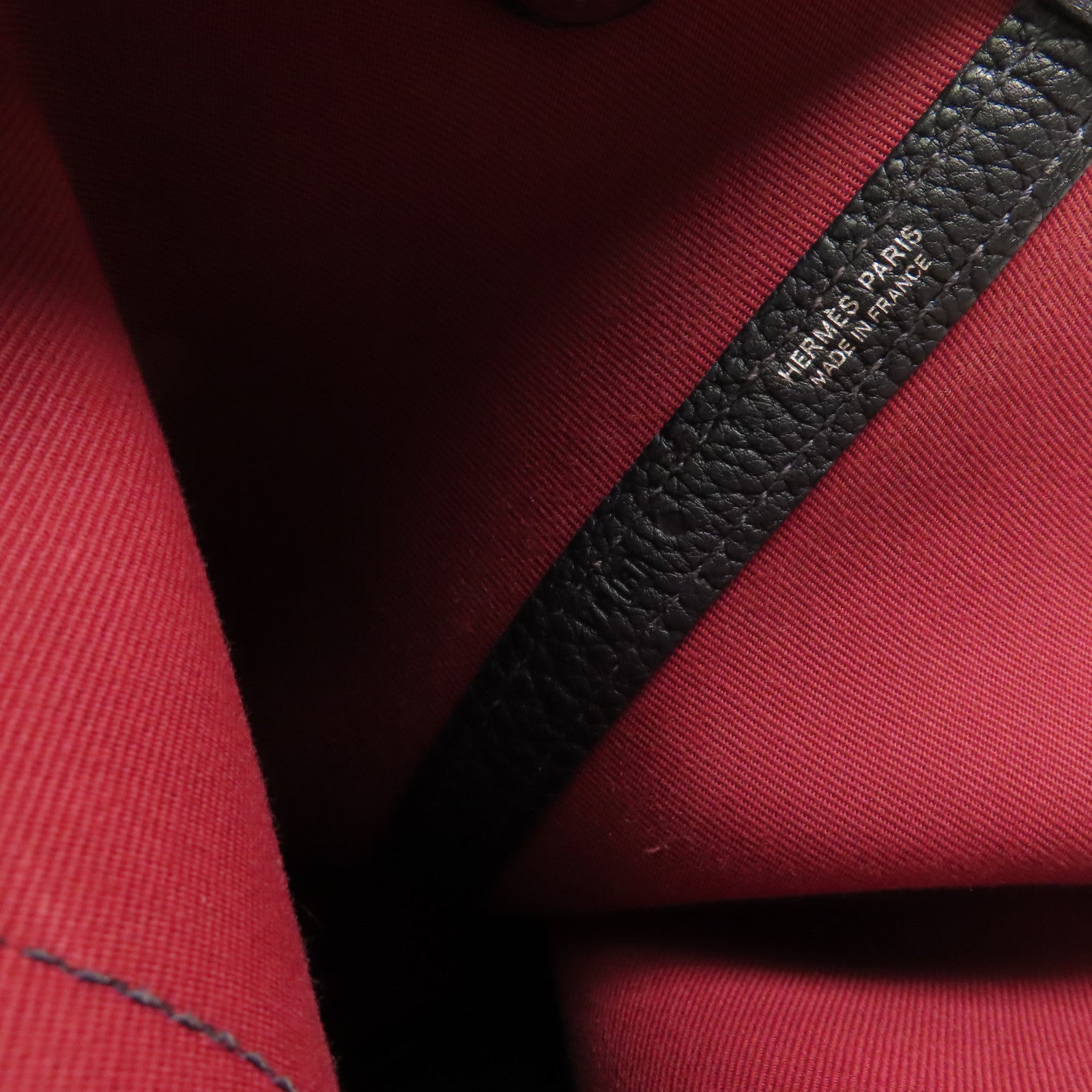 HERMES PHW Garden Party PM Tote Bag Canvas Red/Black