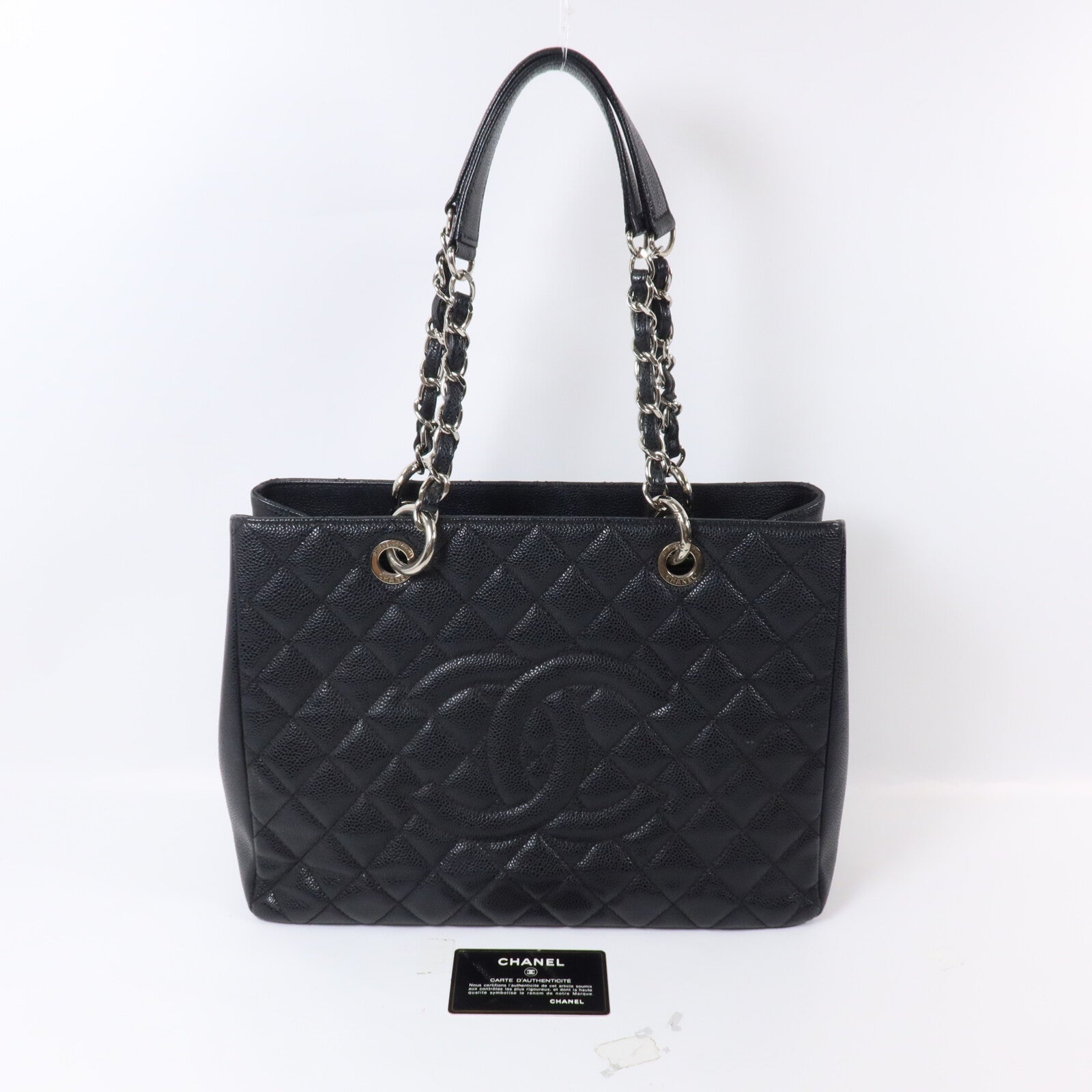 CHANEL 牛皮皮革GST Grand Shopping Tote Bag鏈帶肩背袋
