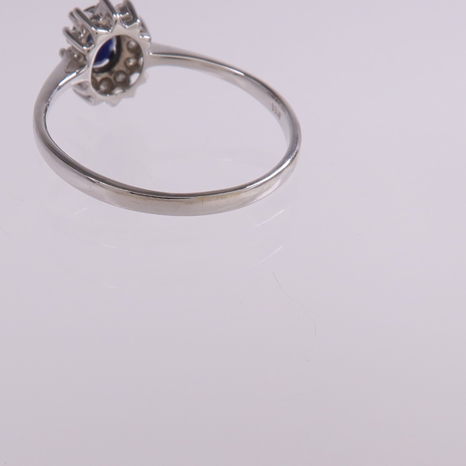 JEWELRY 【激減優惠】18K白金Sapphire Diamond Ring藍寶石/鑽石戒指US#8.25
