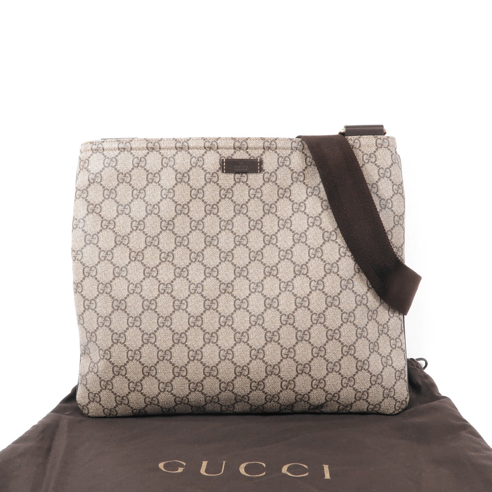GUCCI 塗層帆布Shoulder Bag金扣肩背袋