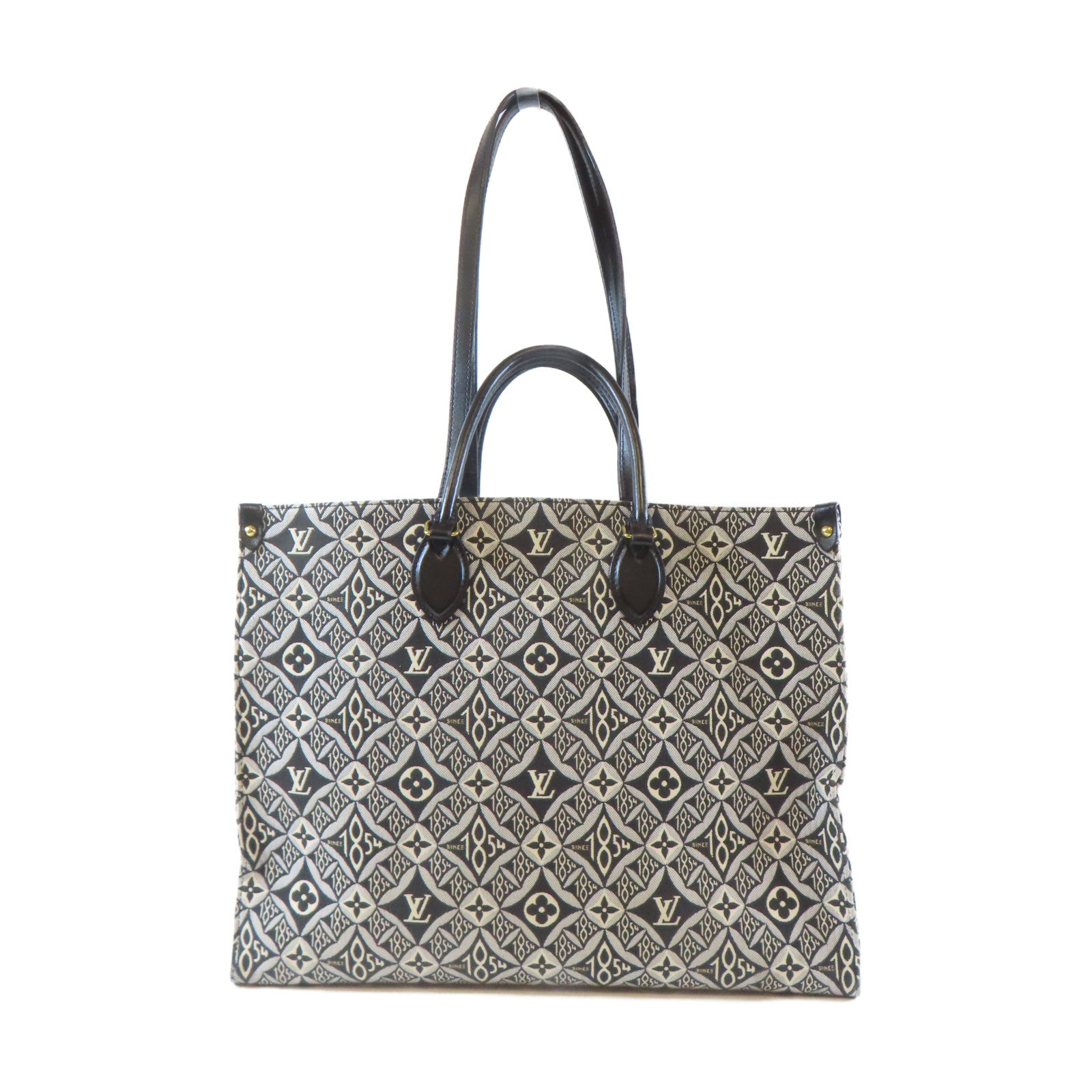 LOUIS VUITTON Monogram Jacquard Since 1854 On The Go金扣手挽肩背兩用袋黑色/白色
