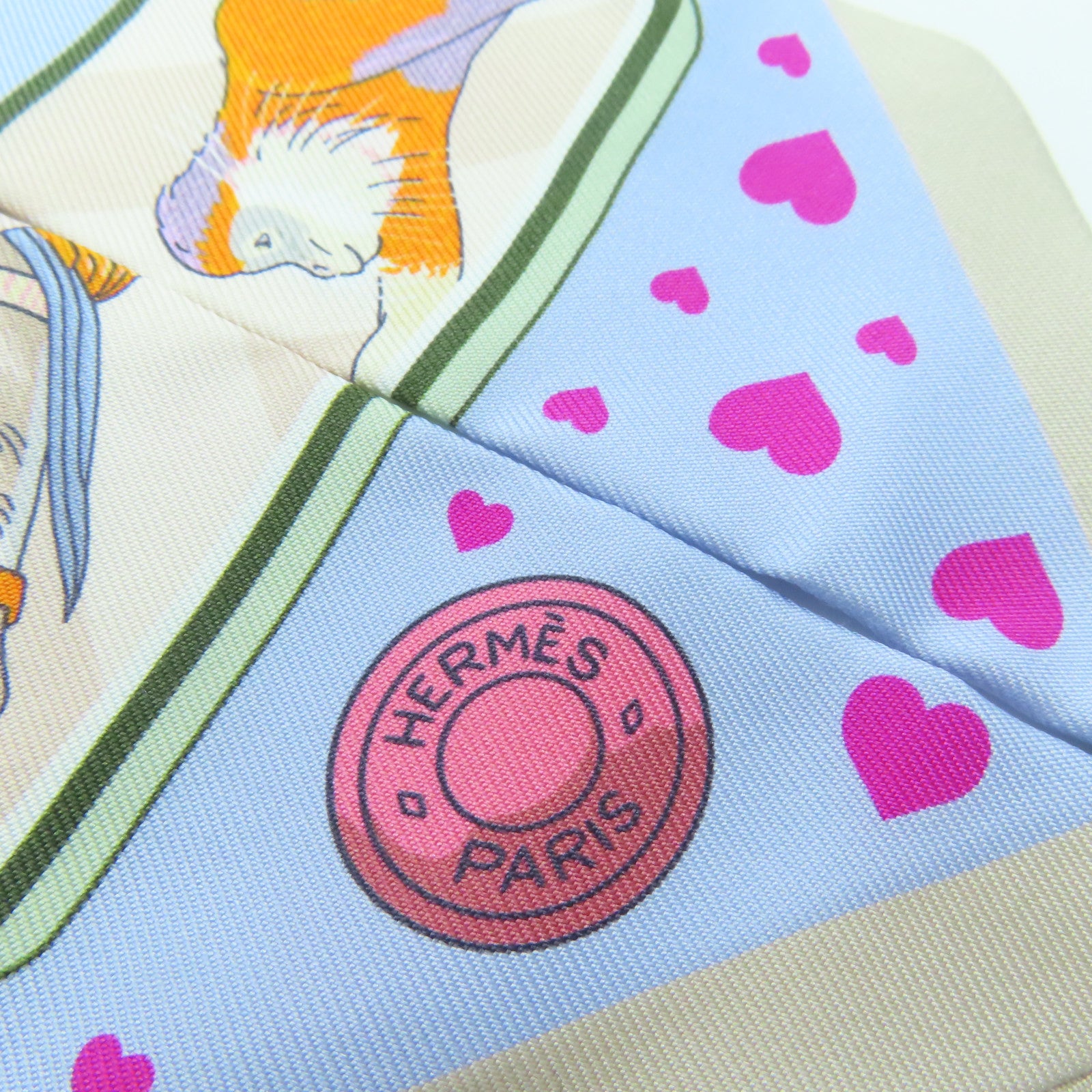 HERMES 絲質Twilly絲巾淺藍色