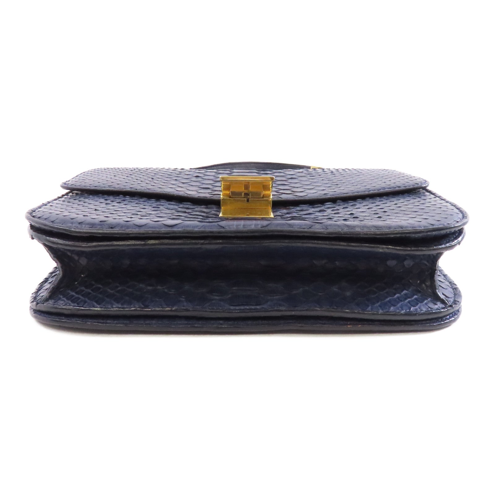 CELINE 蛇皮皮革Box Shoulder Bag金扣肩背袋藍色