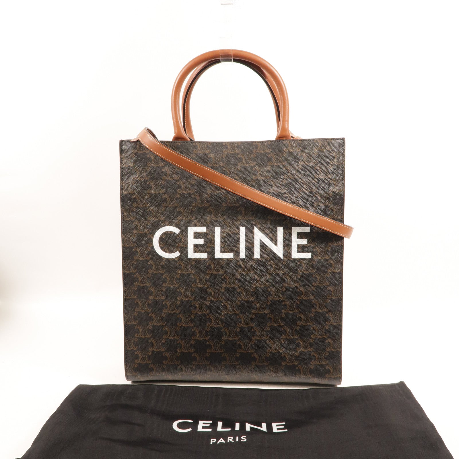 CELINE 塗層帆布Triomphe Cabas Tote Bag金扣手挽肩背兩用袋