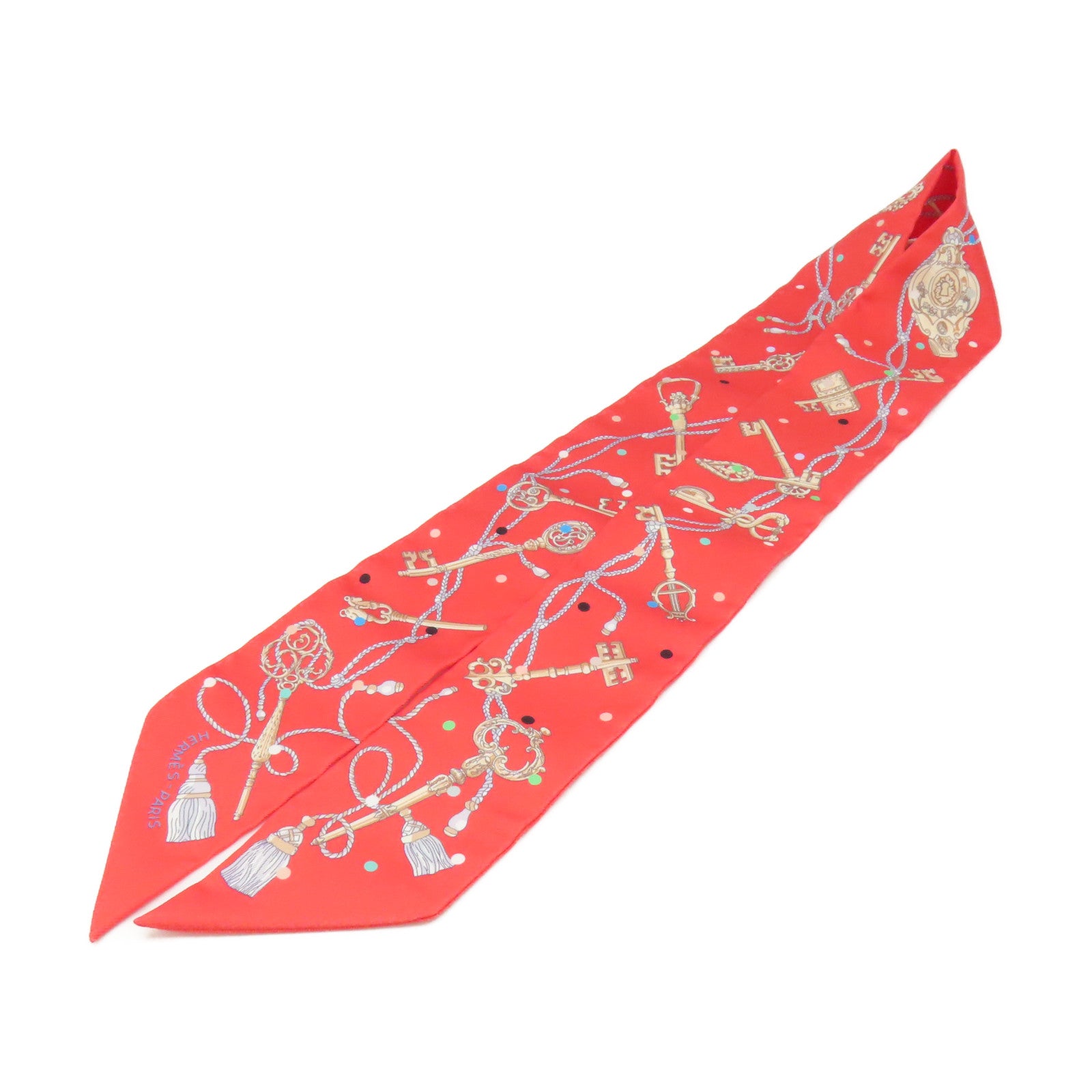 HERMES 【激減優惠】絲質Twilly Scarf絲巾玫瑰橙色/彩色