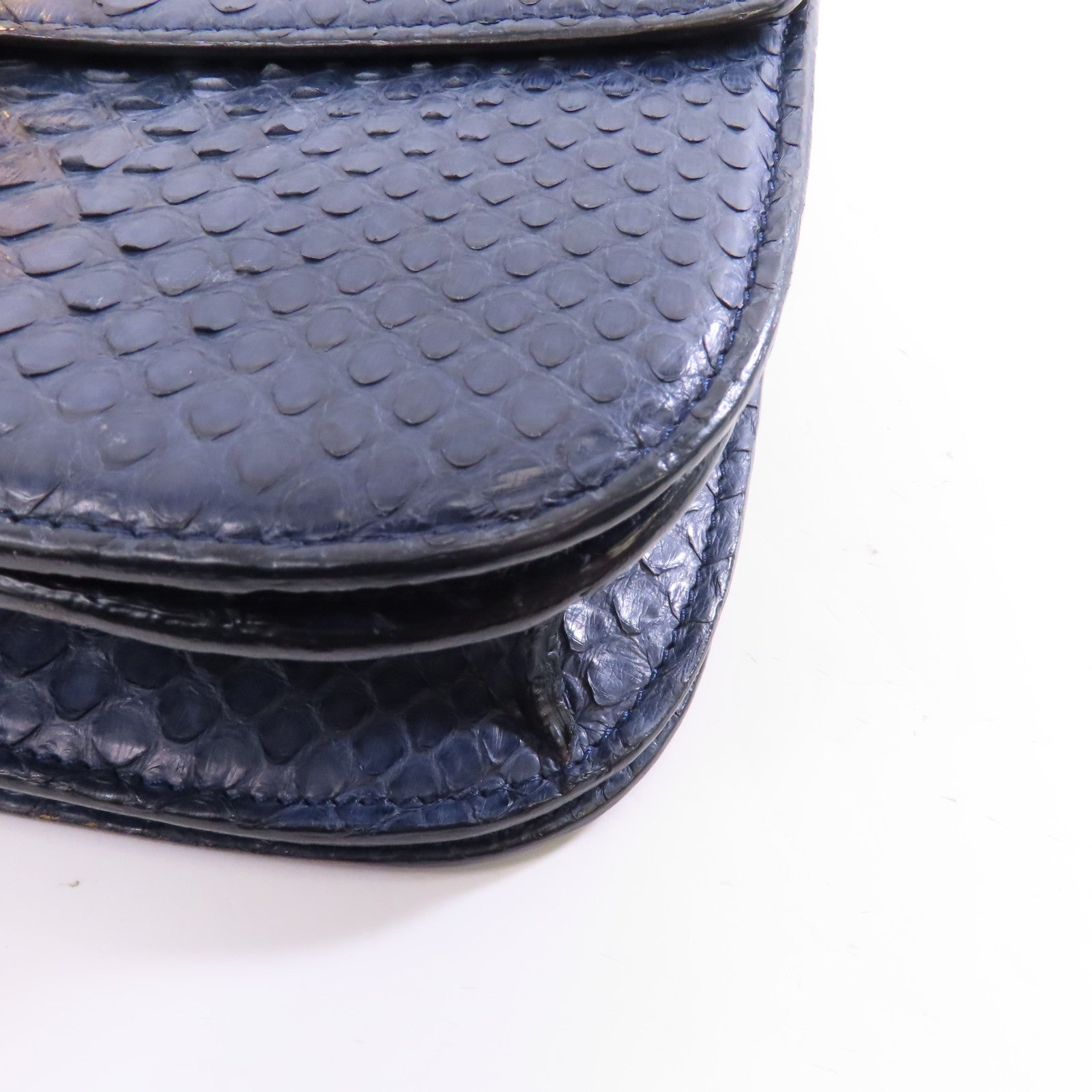 CELINE 蛇皮皮革Box Shoulder Bag金扣肩背袋藍色