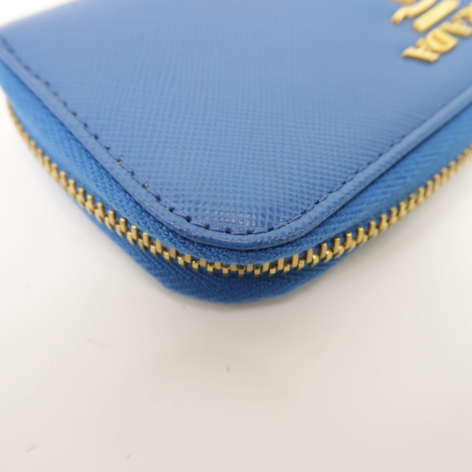 PRADA 牛皮皮革Key Case金扣鎖匙包藍色