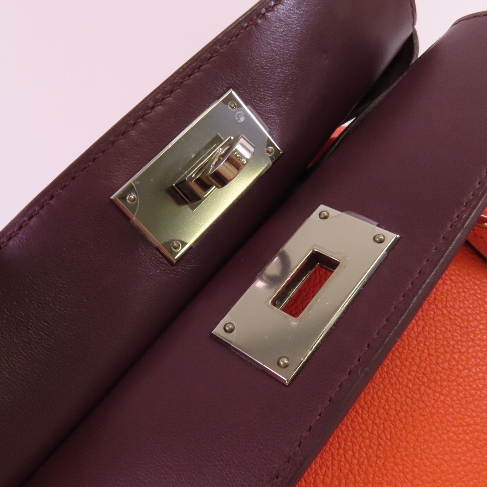 HERMES Everⅽolor皮革Tool Box 20銀扣手挽肩背兩用袋Orange Poppy