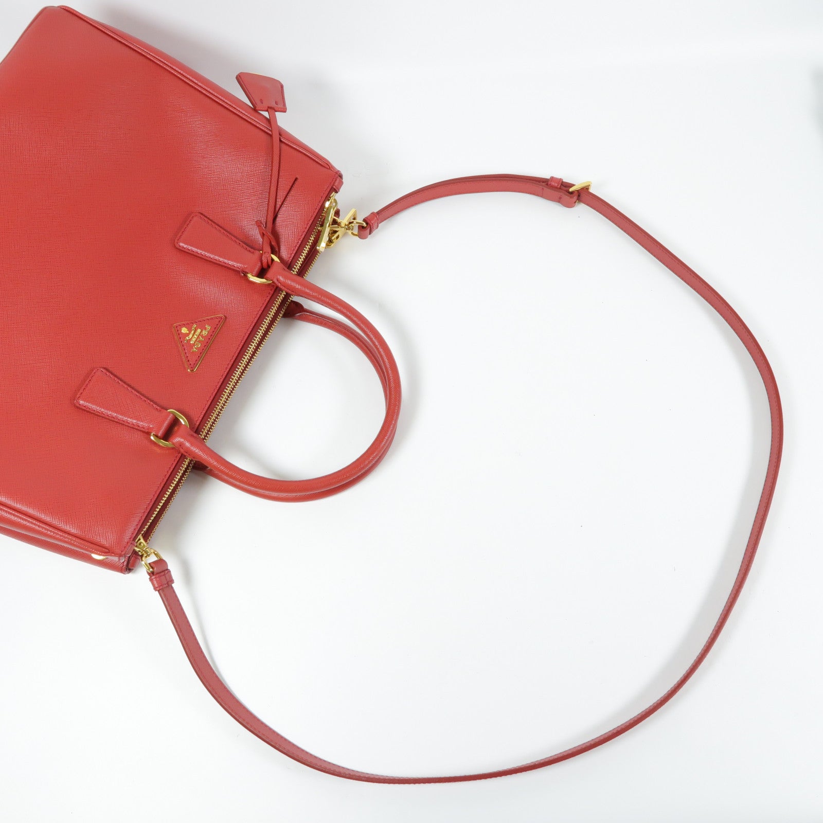 PRADA 牛皮皮革Galleria金扣手挽肩背兩用袋