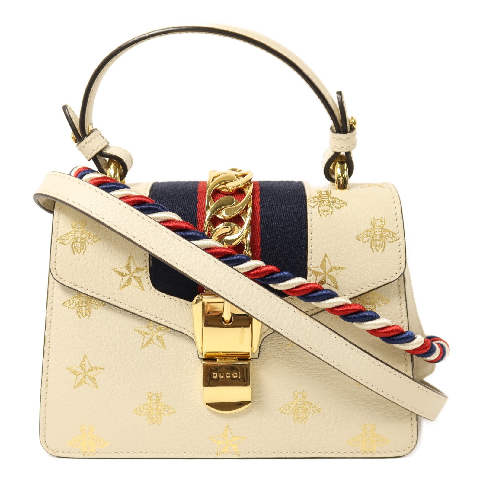 GUCCI 牛皮皮革Sylvie Bag金扣手挽肩背兩用袋