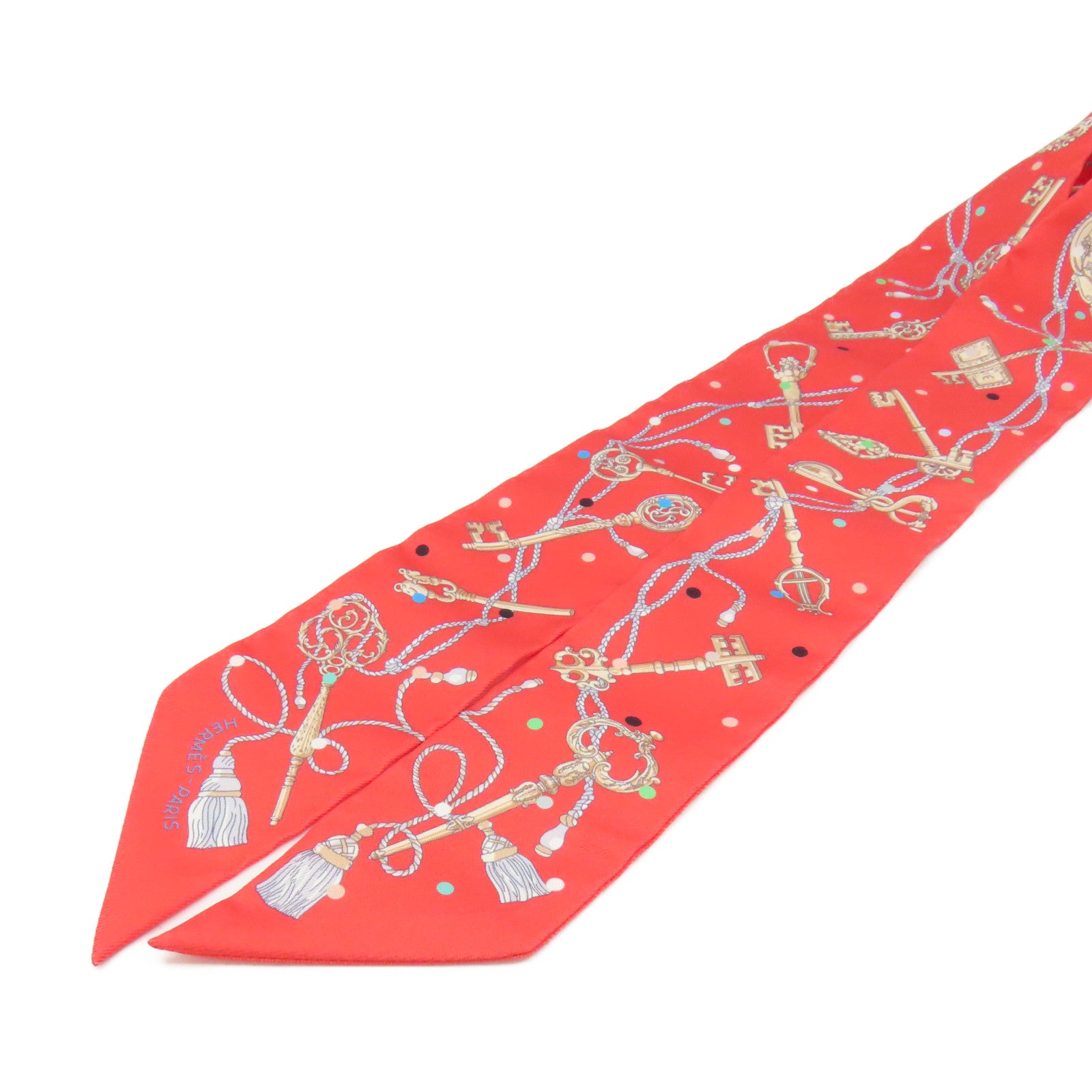 HERMES 【激減優惠】絲質Twilly Scarf絲巾玫瑰橙色/彩色