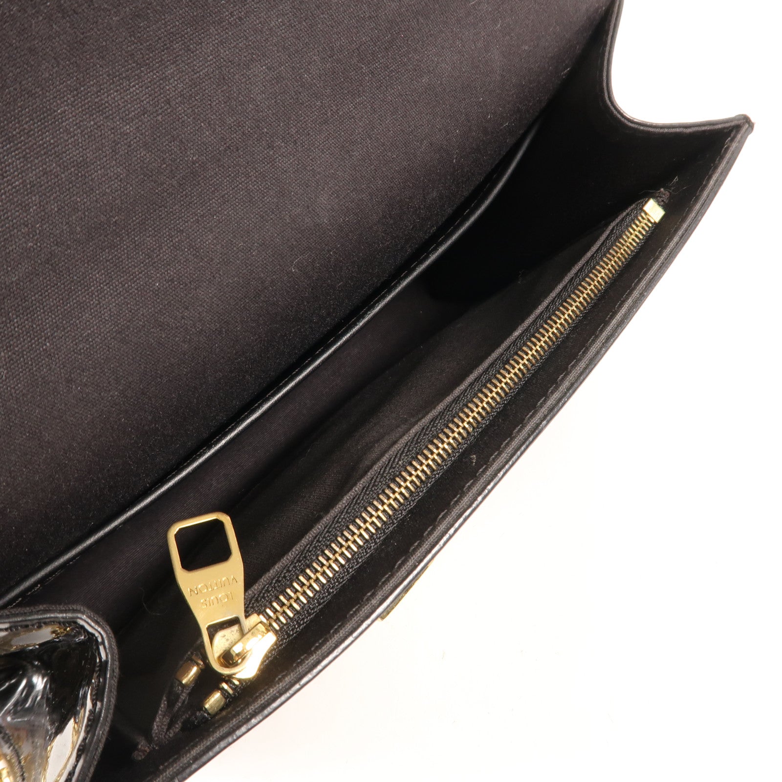 LOUIS VUITTON Vernis Louise MM金扣鏈帶肩背袋