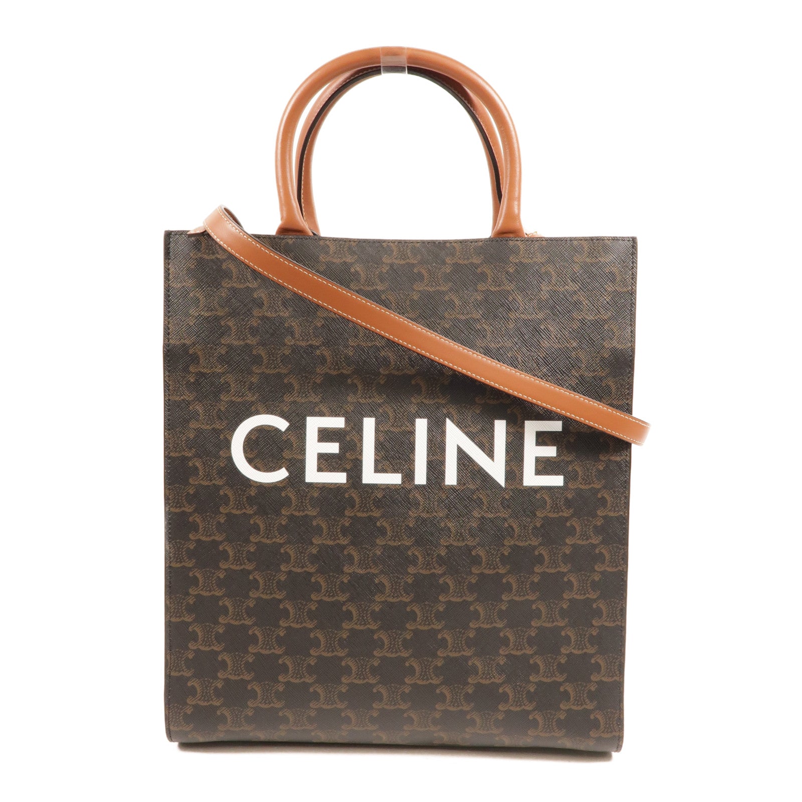 CELINE 塗層帆布Triomphe Cabas Tote Bag金扣手挽肩背兩用袋