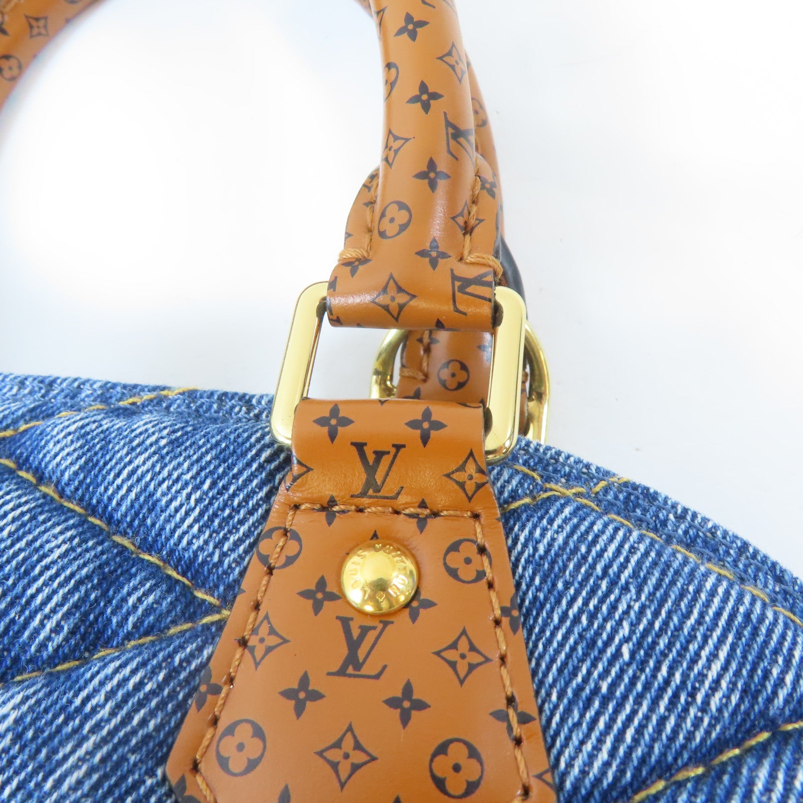 LOUIS VUITTON 【激減優惠】Monogram Denim Alma BB金扣手挽肩背兩用袋藍色/啡色