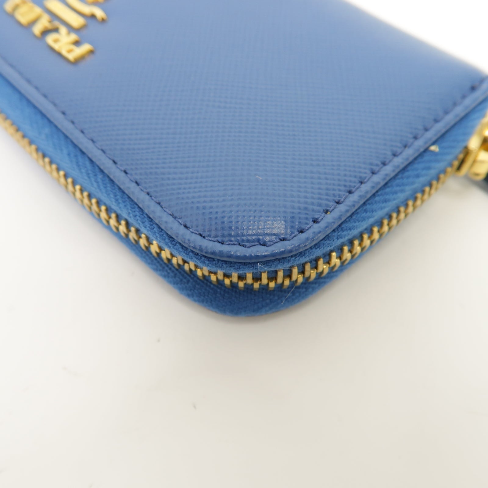 PRADA 牛皮皮革Key Case金扣鎖匙包藍色