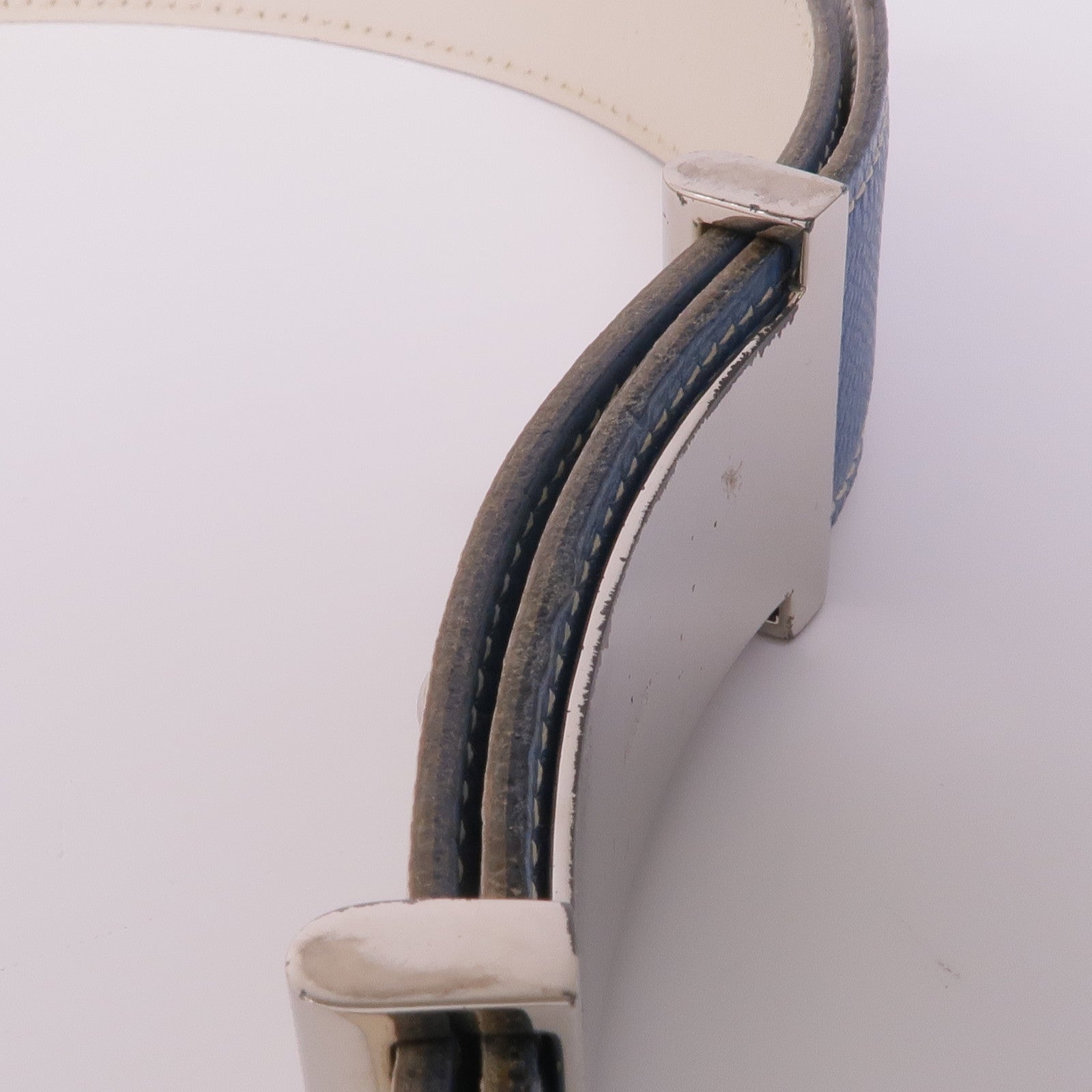 HERMES Epsom皮革Belt銀扣皮帶Blue Jean