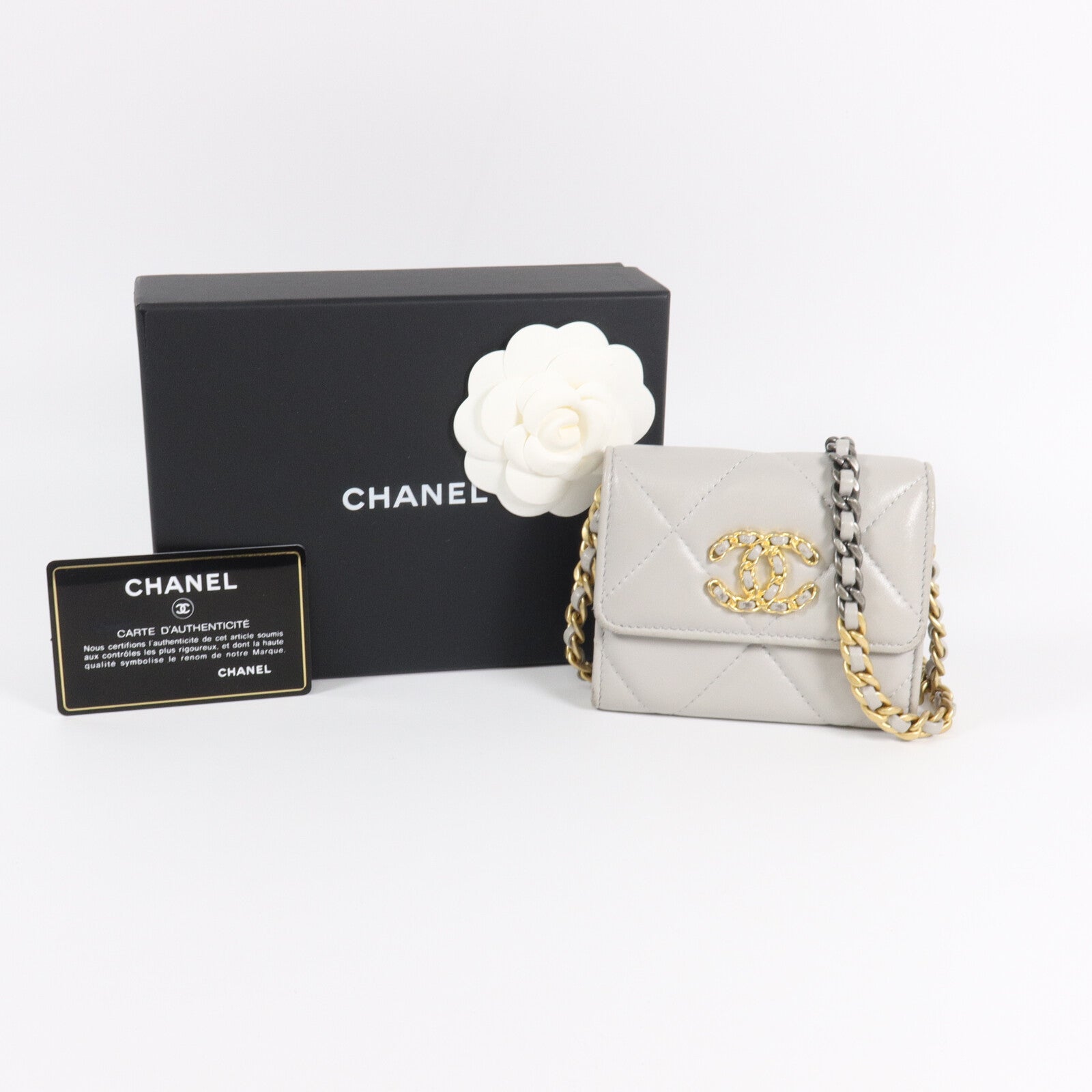 CHANEL 羊皮皮革Chanel 19 Chain Coin Purse鏈帶肩背袋