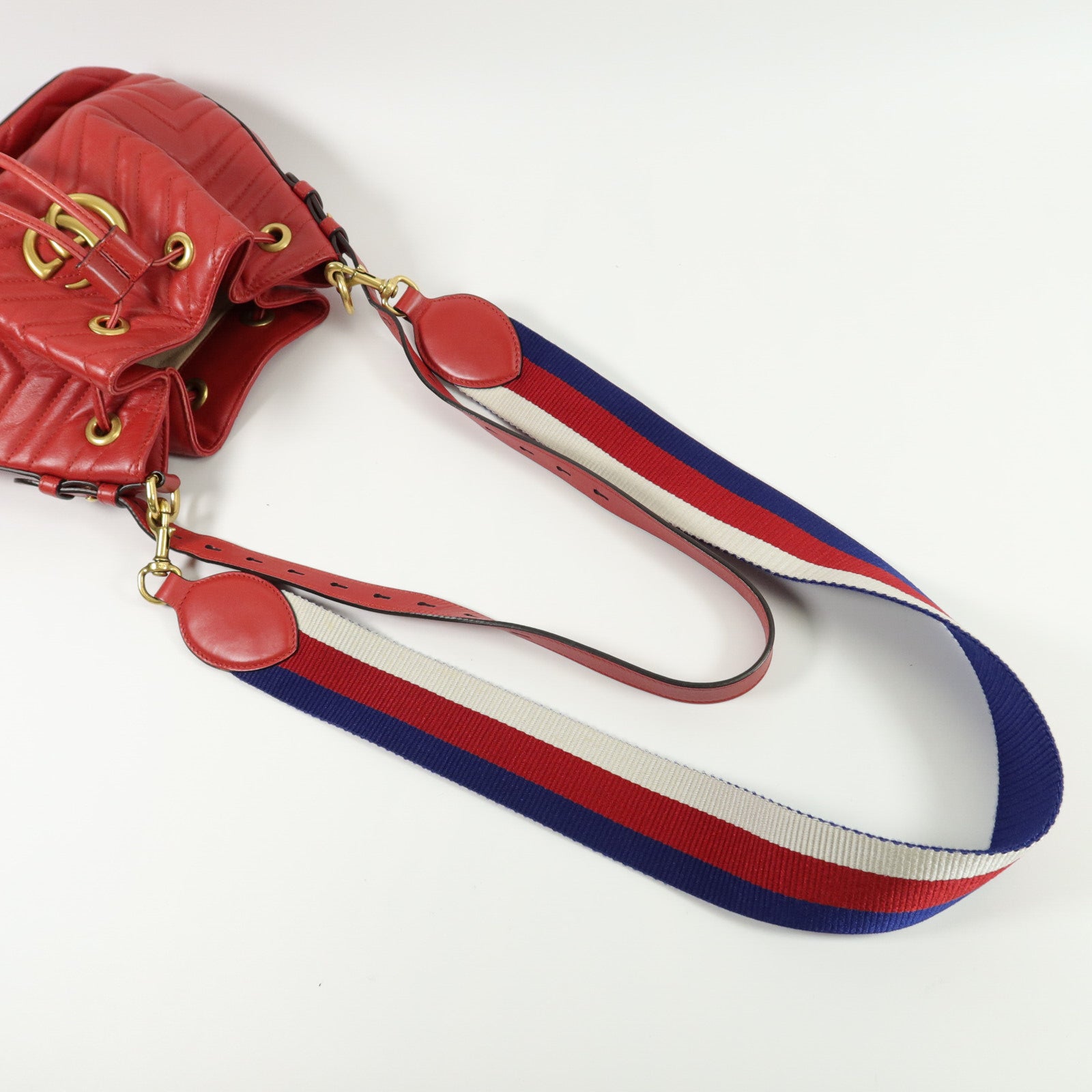 GUCCI 牛皮皮革GG Marmont Bucket手挽肩背兩用袋
