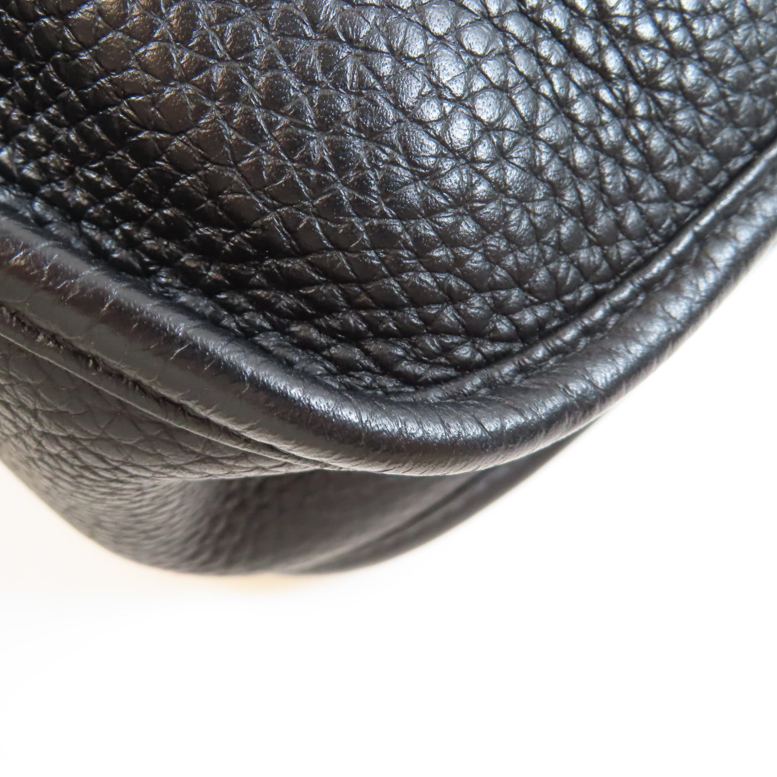 HERMES Clemence皮革Evelyne GM銀扣肩背袋黑色