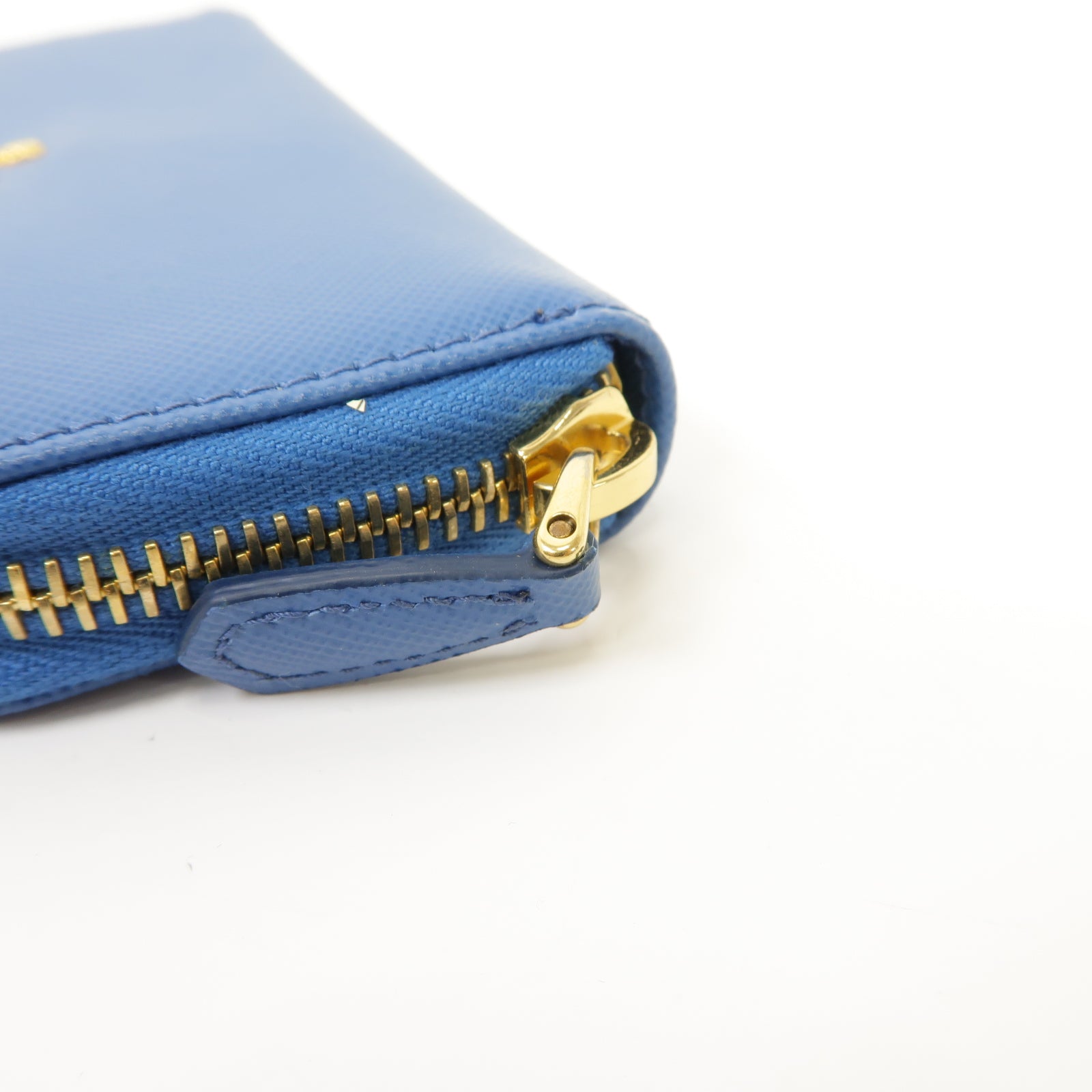 PRADA 牛皮皮革Key Case金扣鎖匙包藍色
