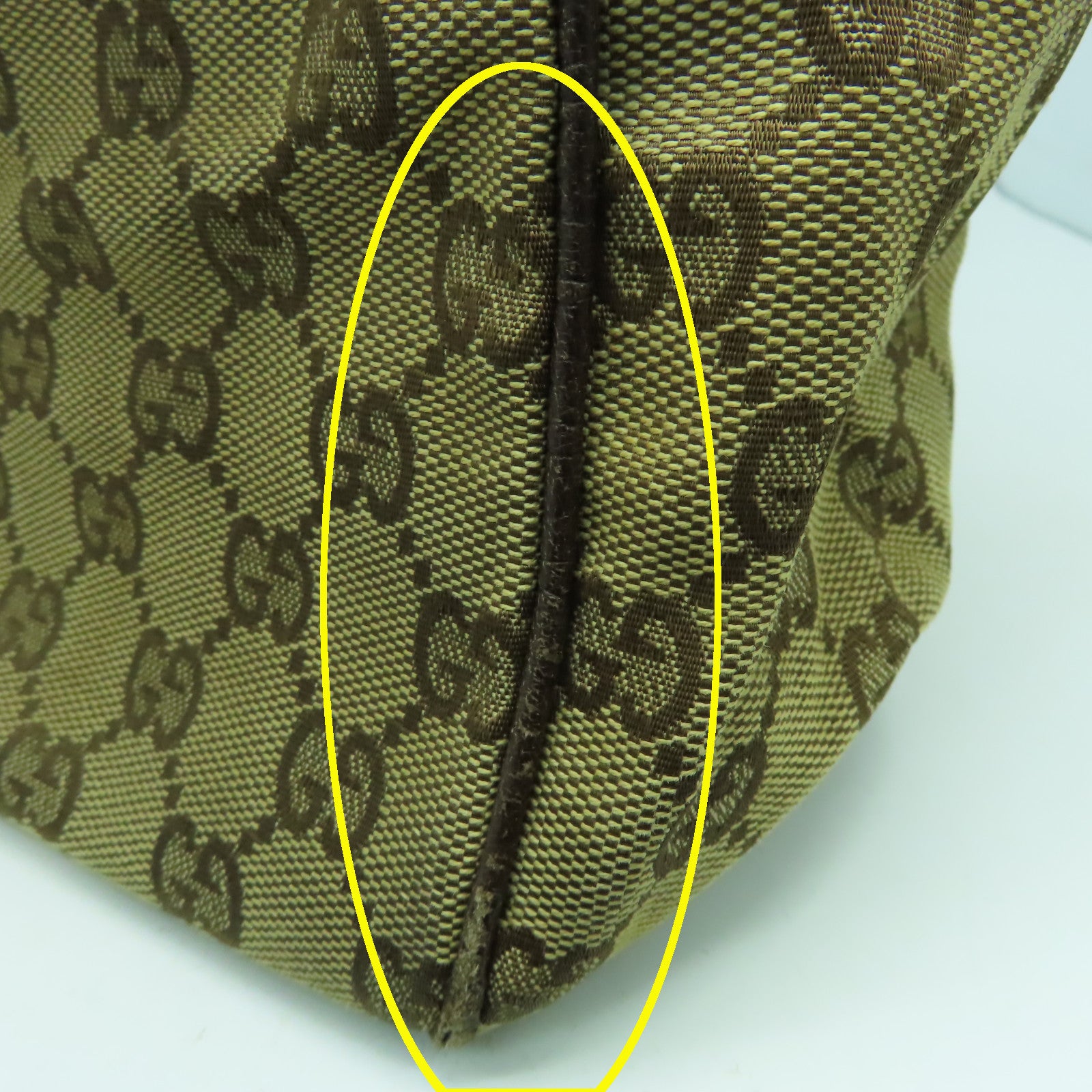 GUCCI 帆布Tote Bag銀扣手挽袋啡色