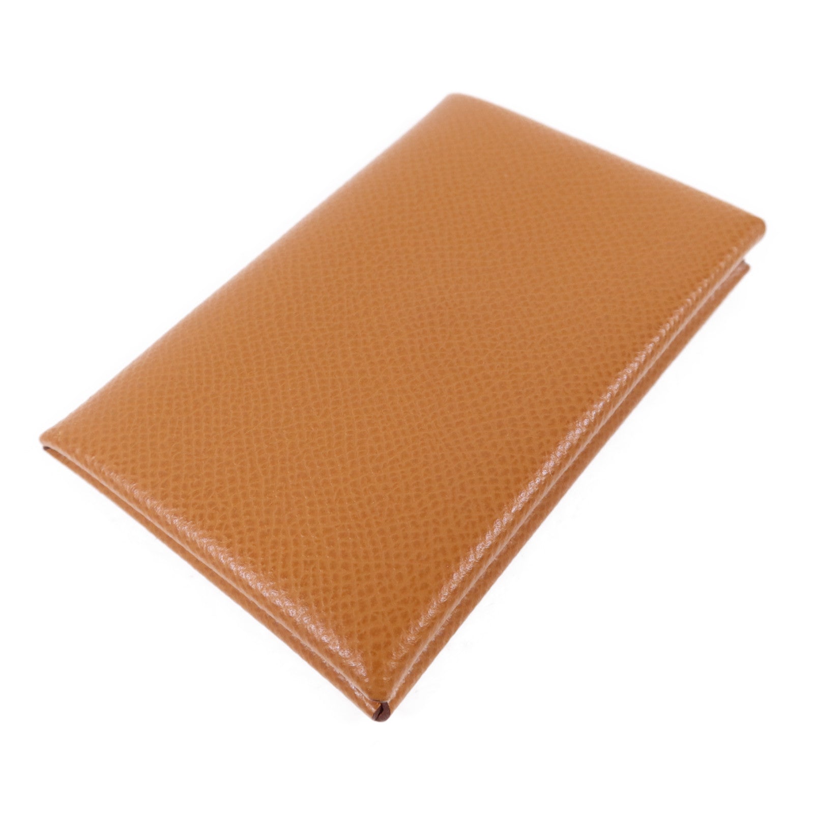 HERMES Epsom皮革Calvi Card Case銀扣卡片套Gold