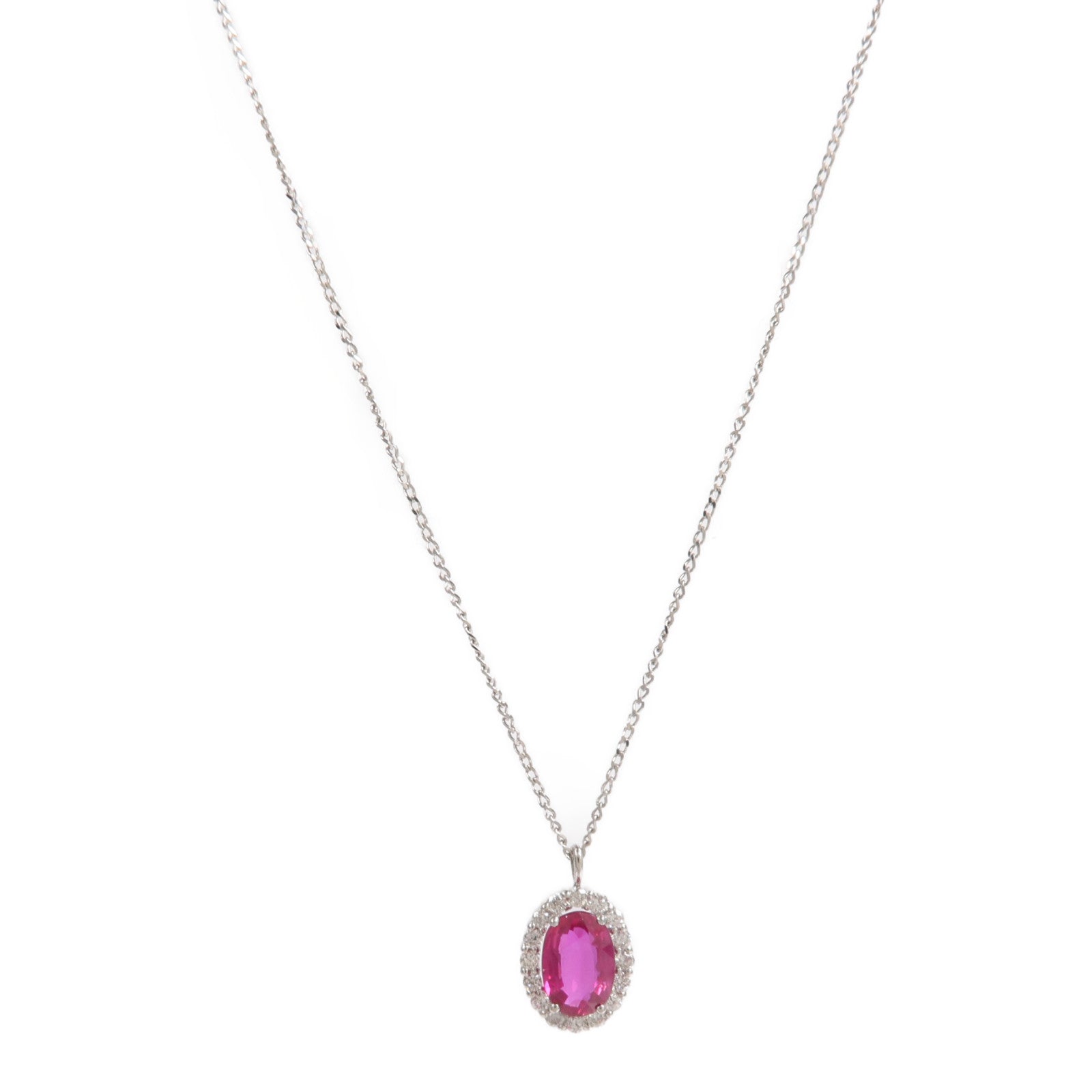 JEWELRY PT900鉑金Ruby Diamond Necklace紅寶石/鑽石項鍊