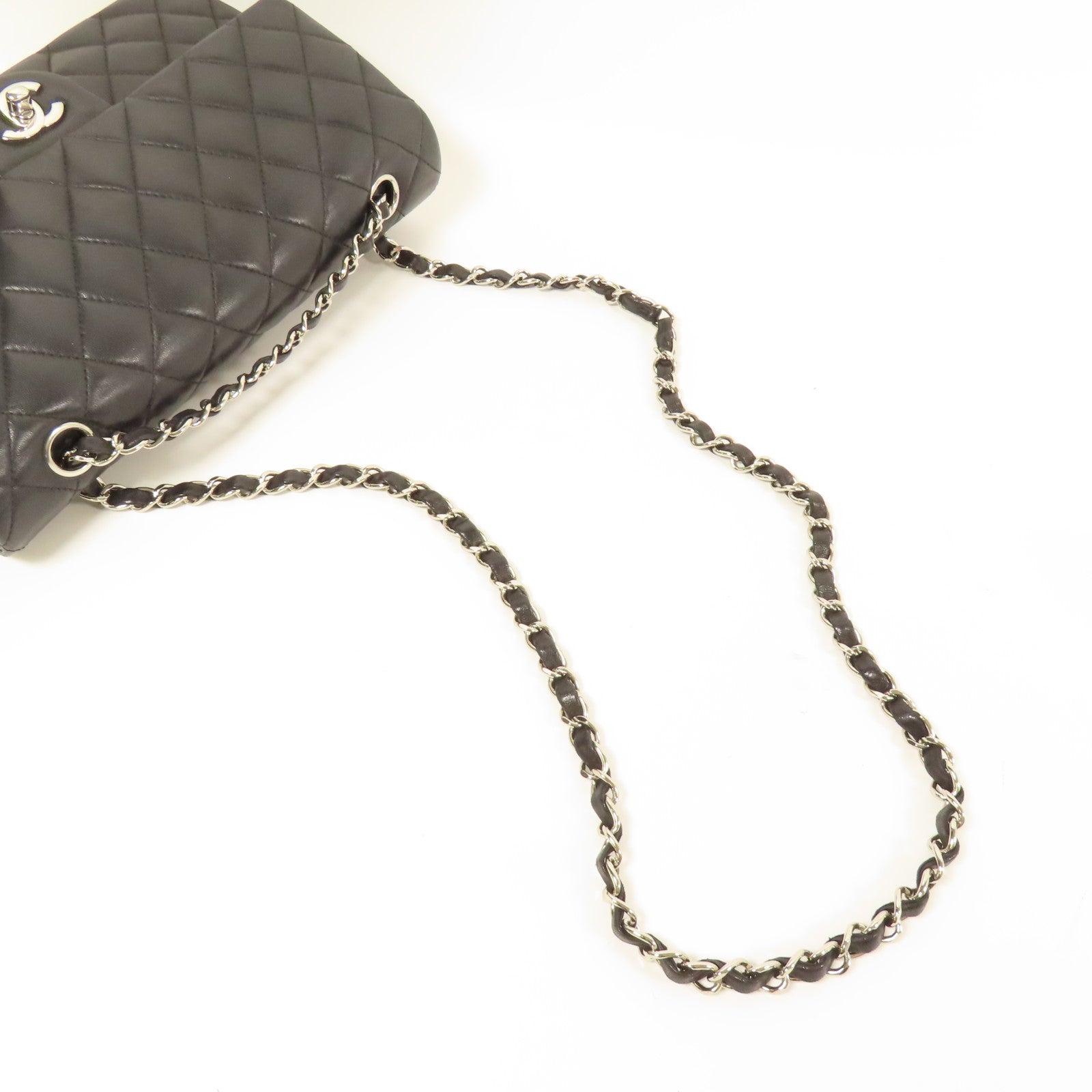 CHANEL 羊皮皮革Classic 25銀扣鏈帶肩背袋