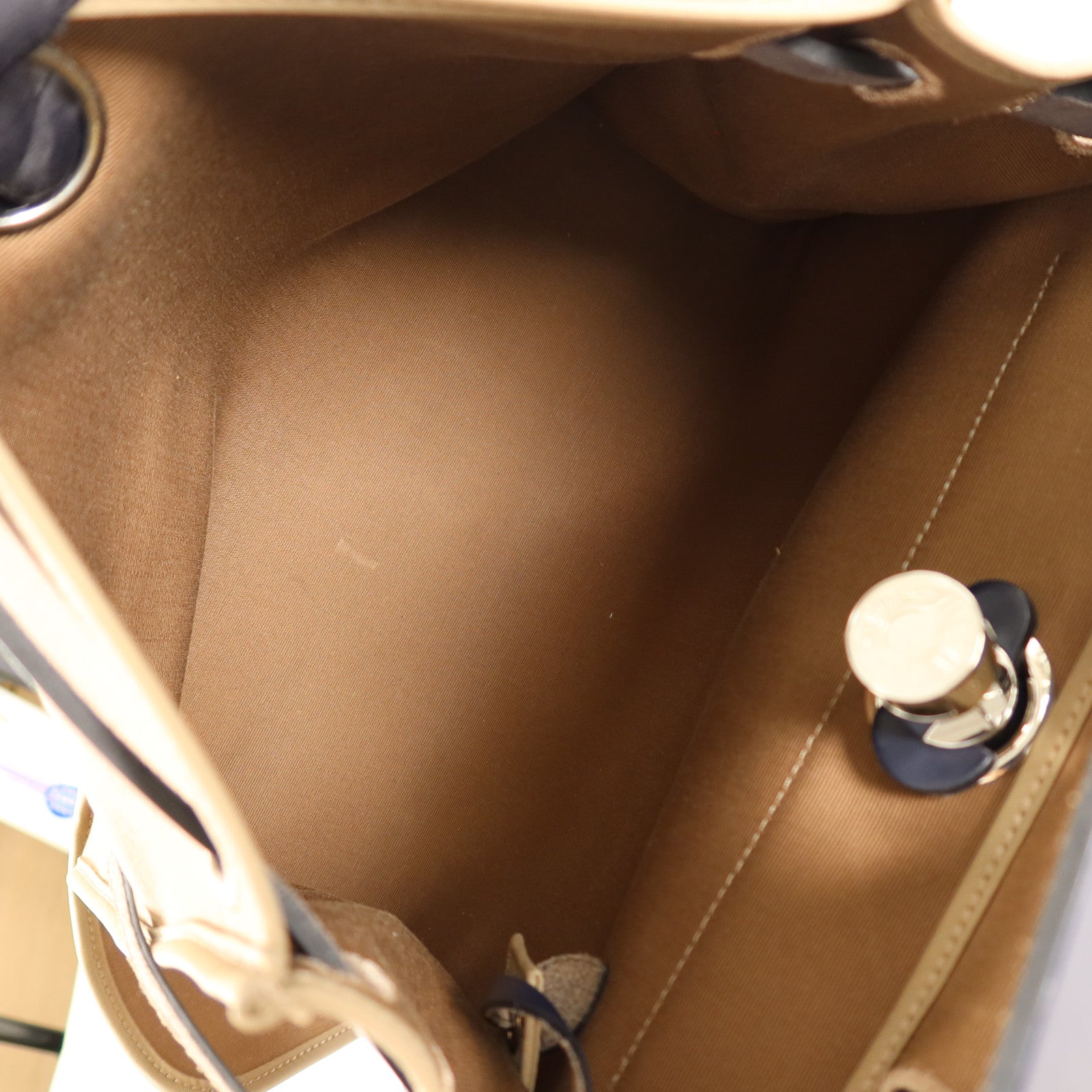 HERMES 帆布Herbag PM手挽肩背兩用袋Etoupe