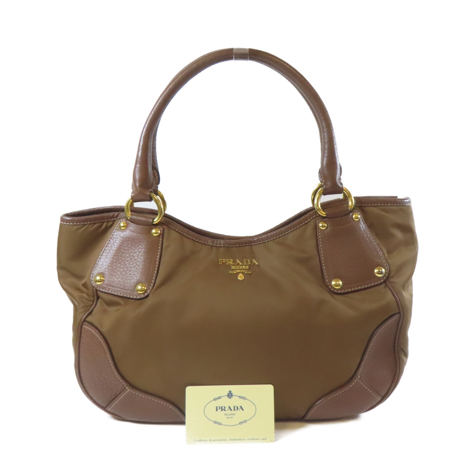 PRADA 尼龍Shoulder Bag金扣肩背袋啡色