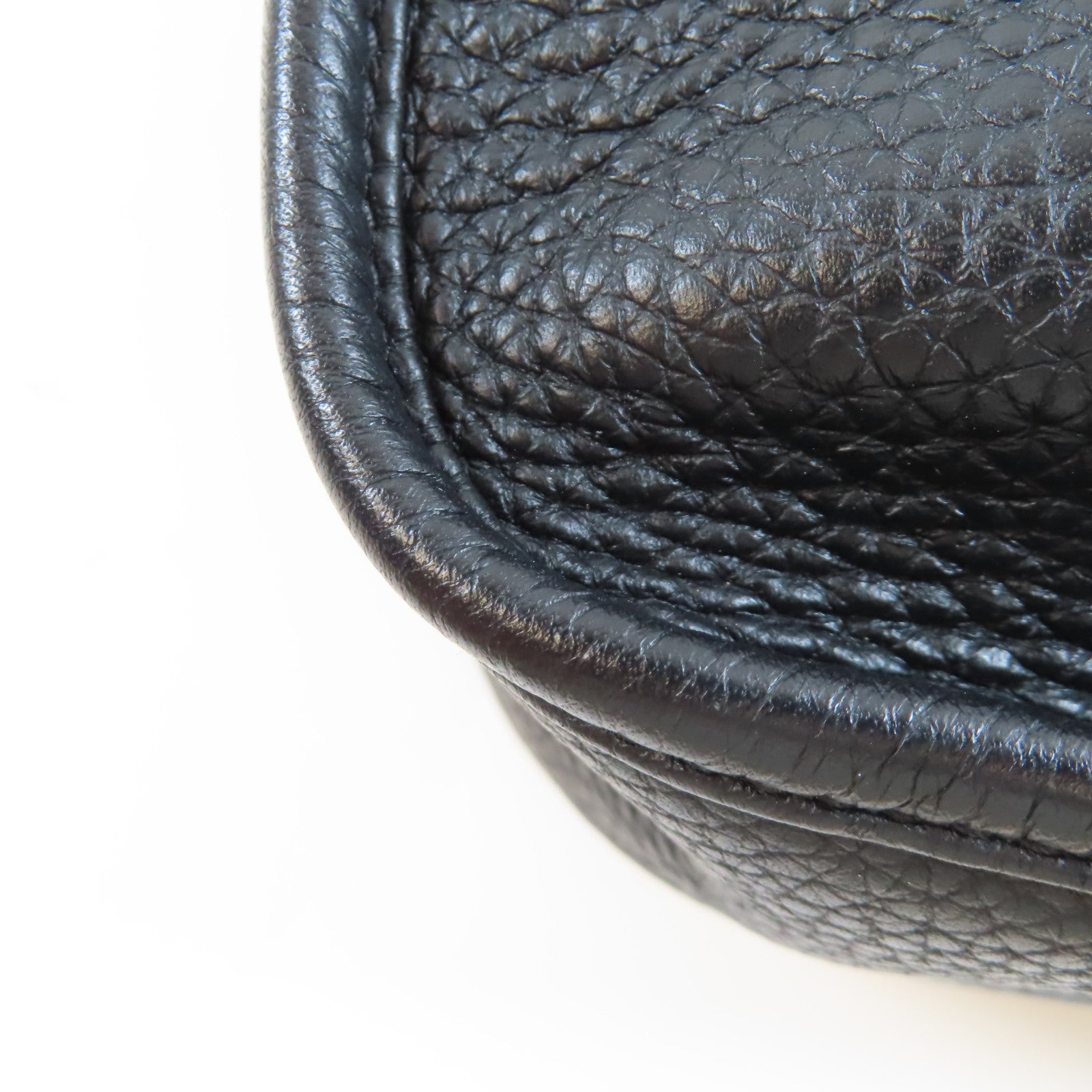 HERMES Clemence皮革Evelyne GM銀扣肩背袋黑色