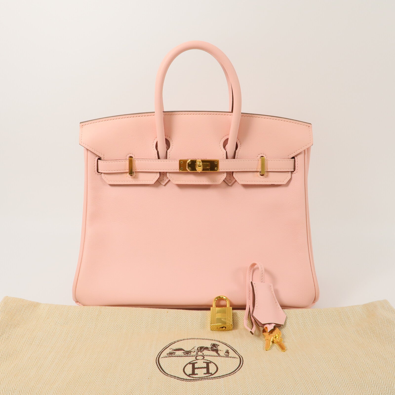 HERMES Swift皮革Birkin 25手挽袋Rose Sakura