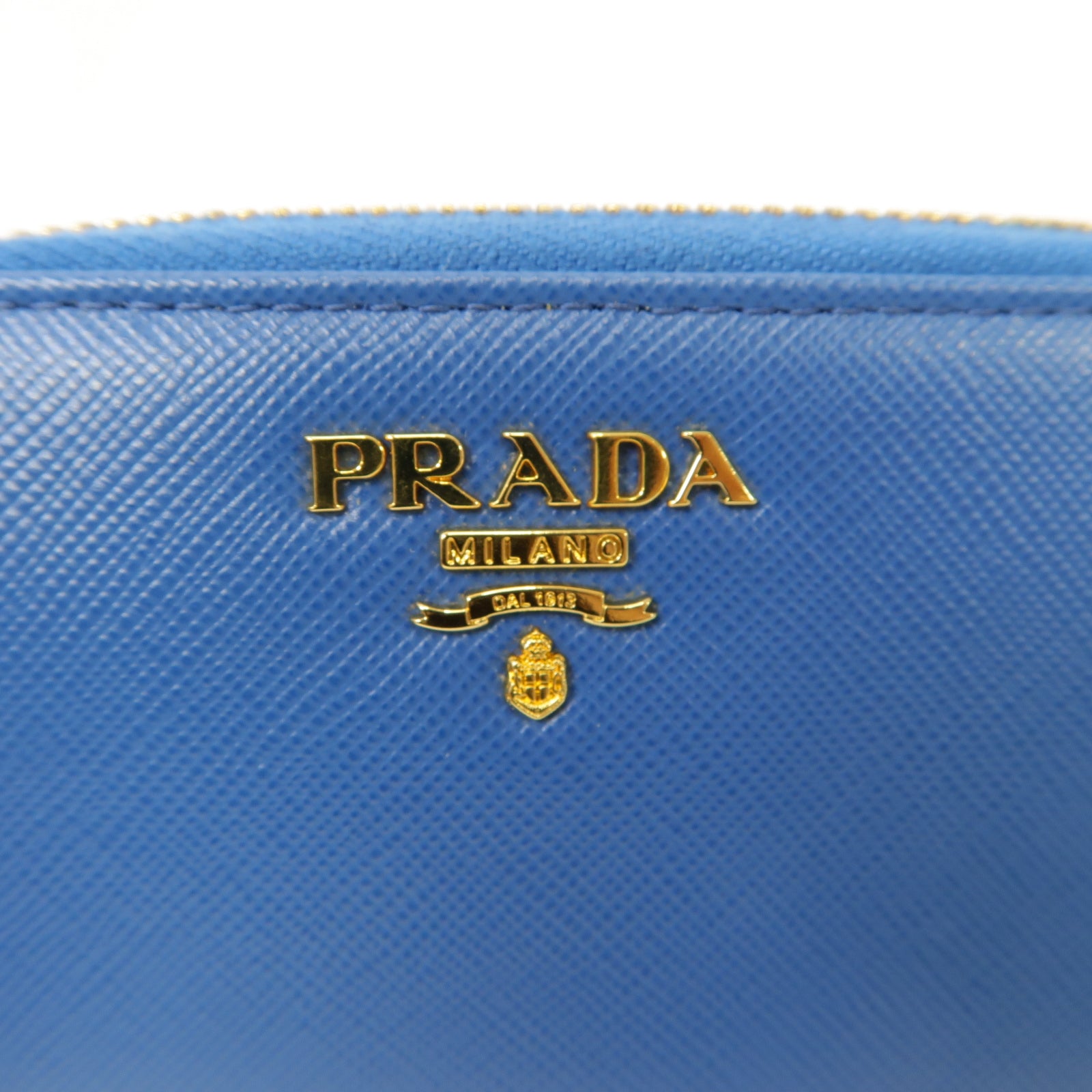 PRADA 牛皮皮革Key Case金扣鎖匙包藍色