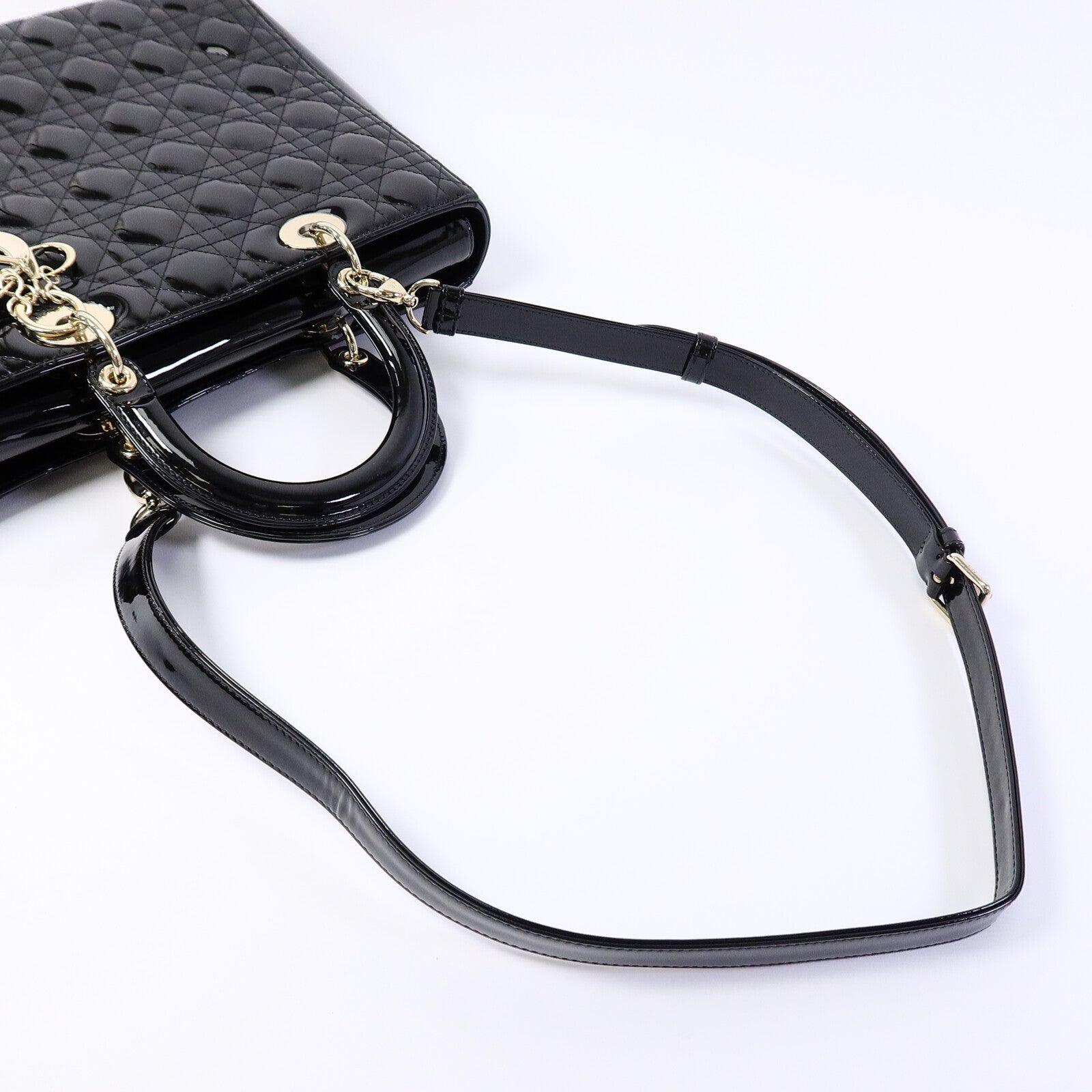 Dior 漆皮皮革Lady Dior Large手挽肩背兩用袋