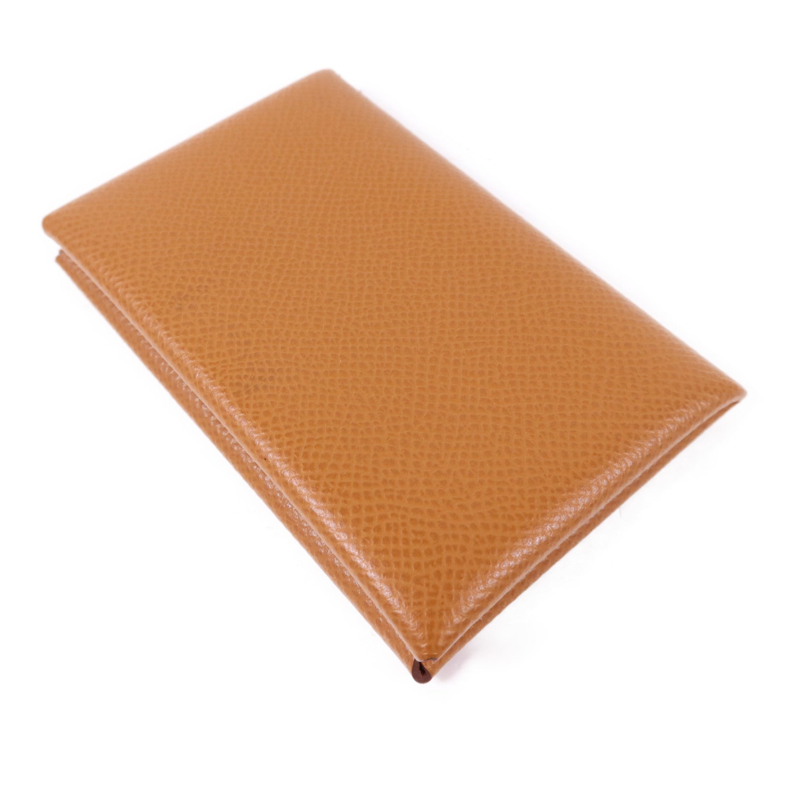 HERMES Epsom皮革Calvi Card Case銀扣卡片套Gold