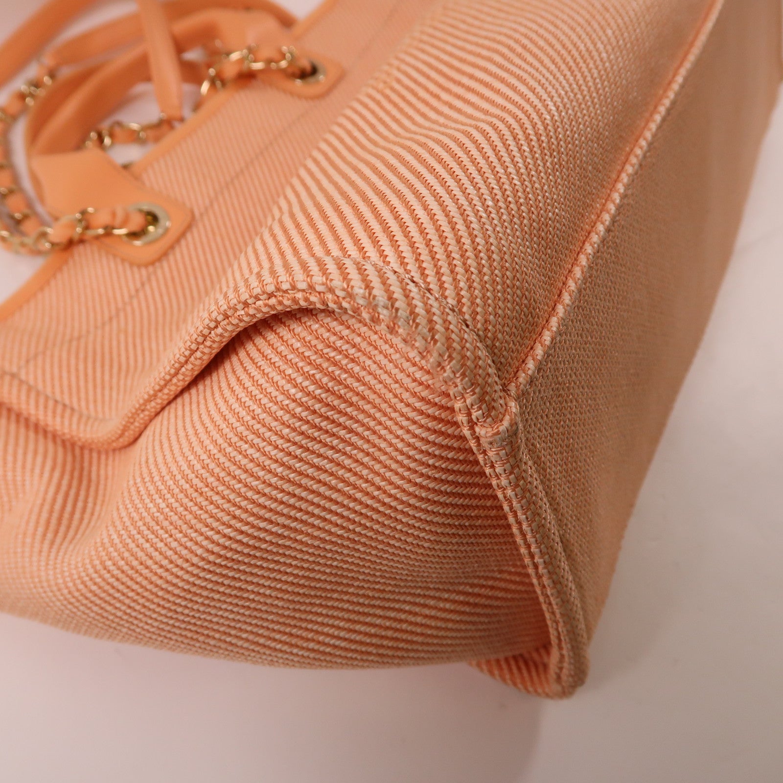 CHANEL 帆布Deauville金扣手挽肩背兩用袋