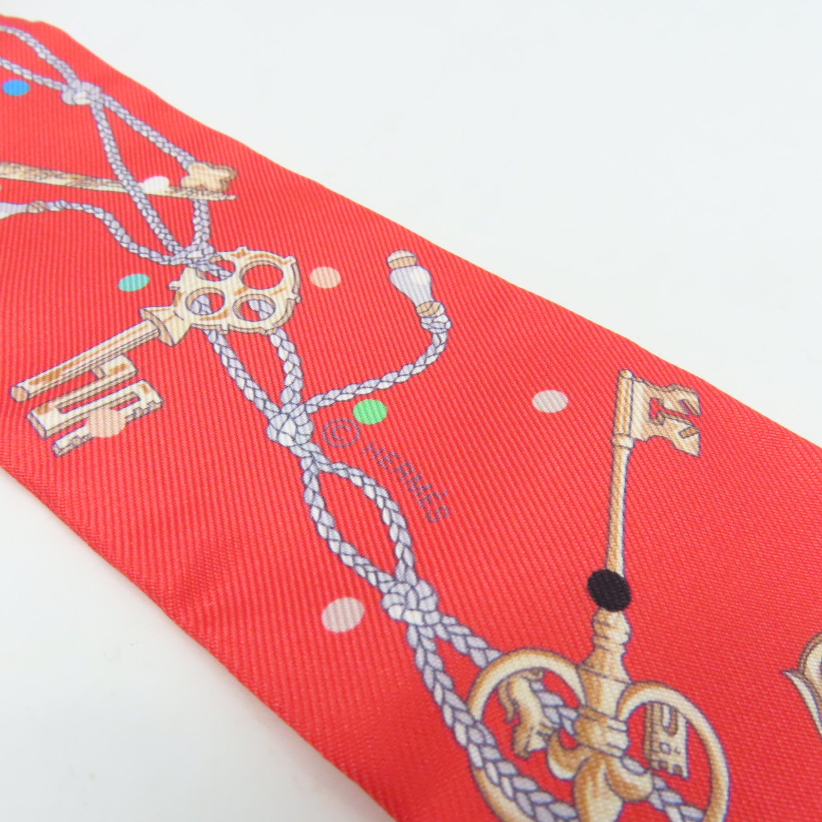 HERMES 【激減優惠】絲質Twilly Scarf絲巾玫瑰橙色/彩色