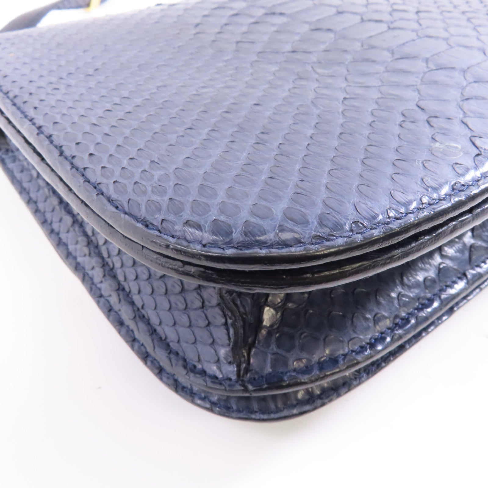 CELINE 蛇皮皮革Box Shoulder Bag金扣肩背袋藍色