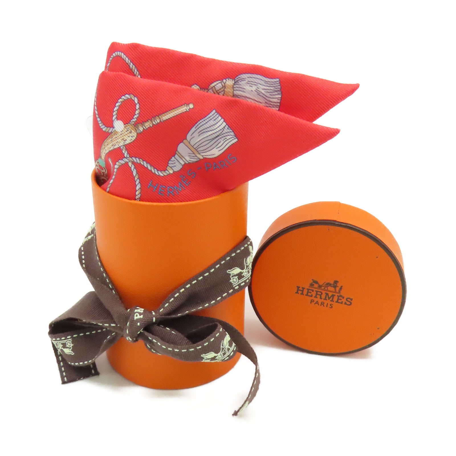 HERMES 【激減優惠】絲質Twilly Scarf絲巾玫瑰橙色/彩色