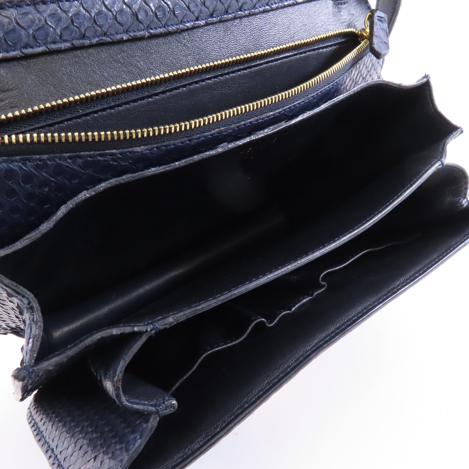 CELINE 蛇皮皮革Box Shoulder Bag金扣肩背袋藍色