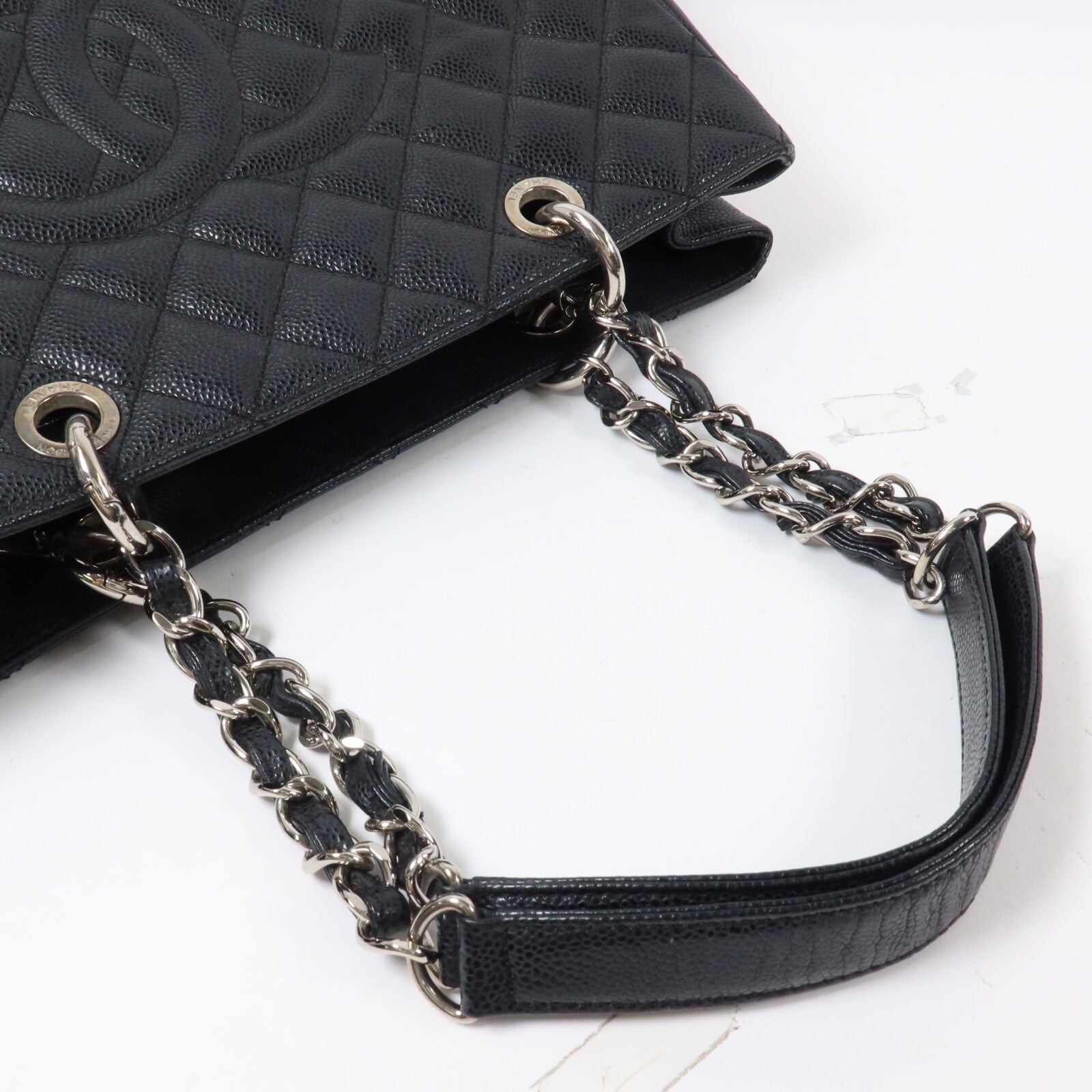 CHANEL 牛皮皮革GST Grand Shopping Tote Bag鏈帶肩背袋